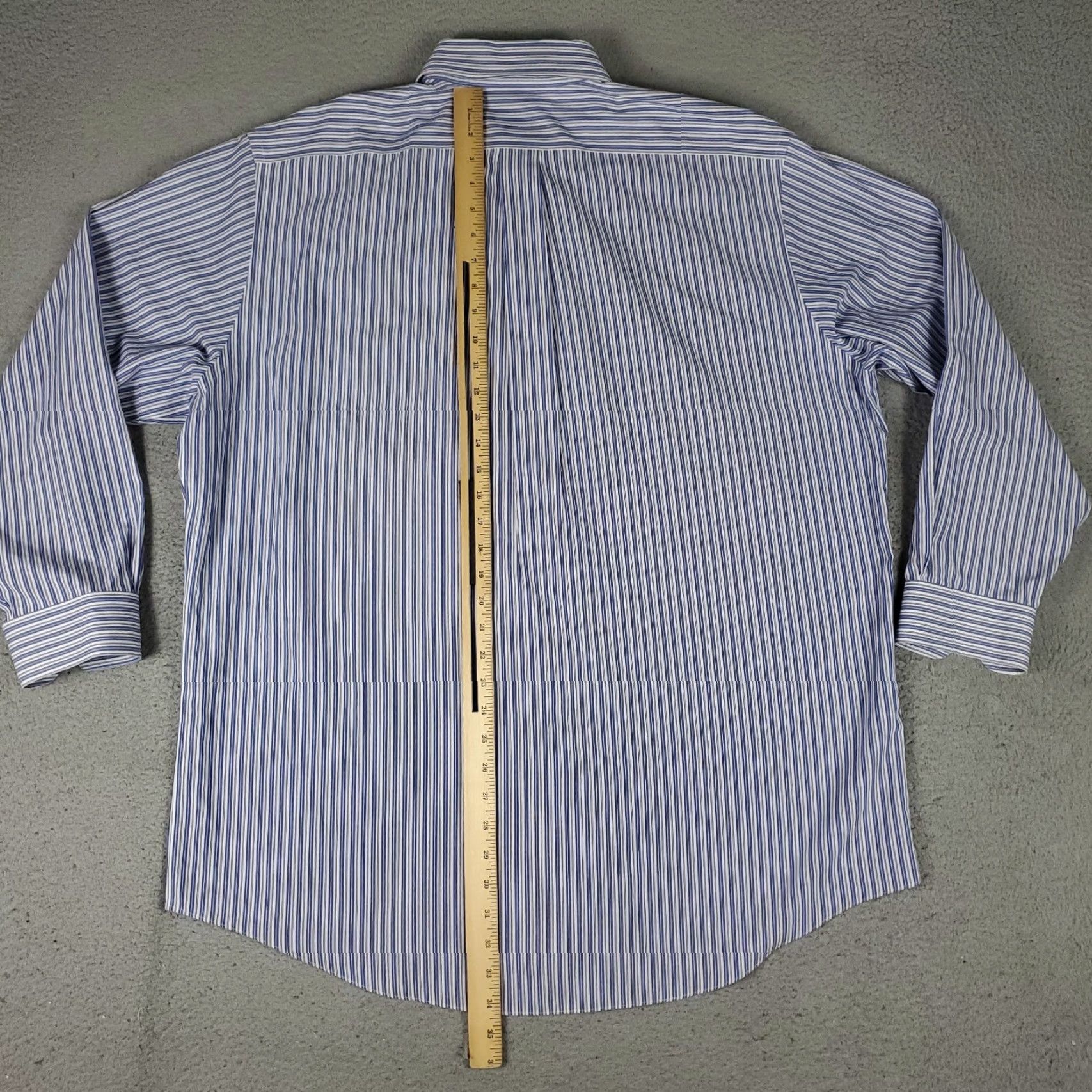 Brooks Brothers Brooks Brothers Shirt Mens 17.5 Blue Striped Madison Dress Button Up Long Sleeve Shirt Regular Size 48R - 3 Thumbnail