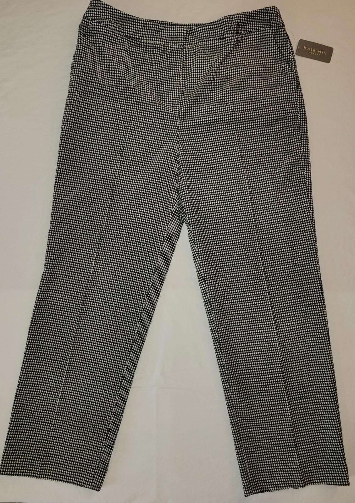 Designer Kate Hill blk. and wht. houndstooth women's dress pants 16 Size 38" / US 16 / IT 52 - 1 Thumbnail