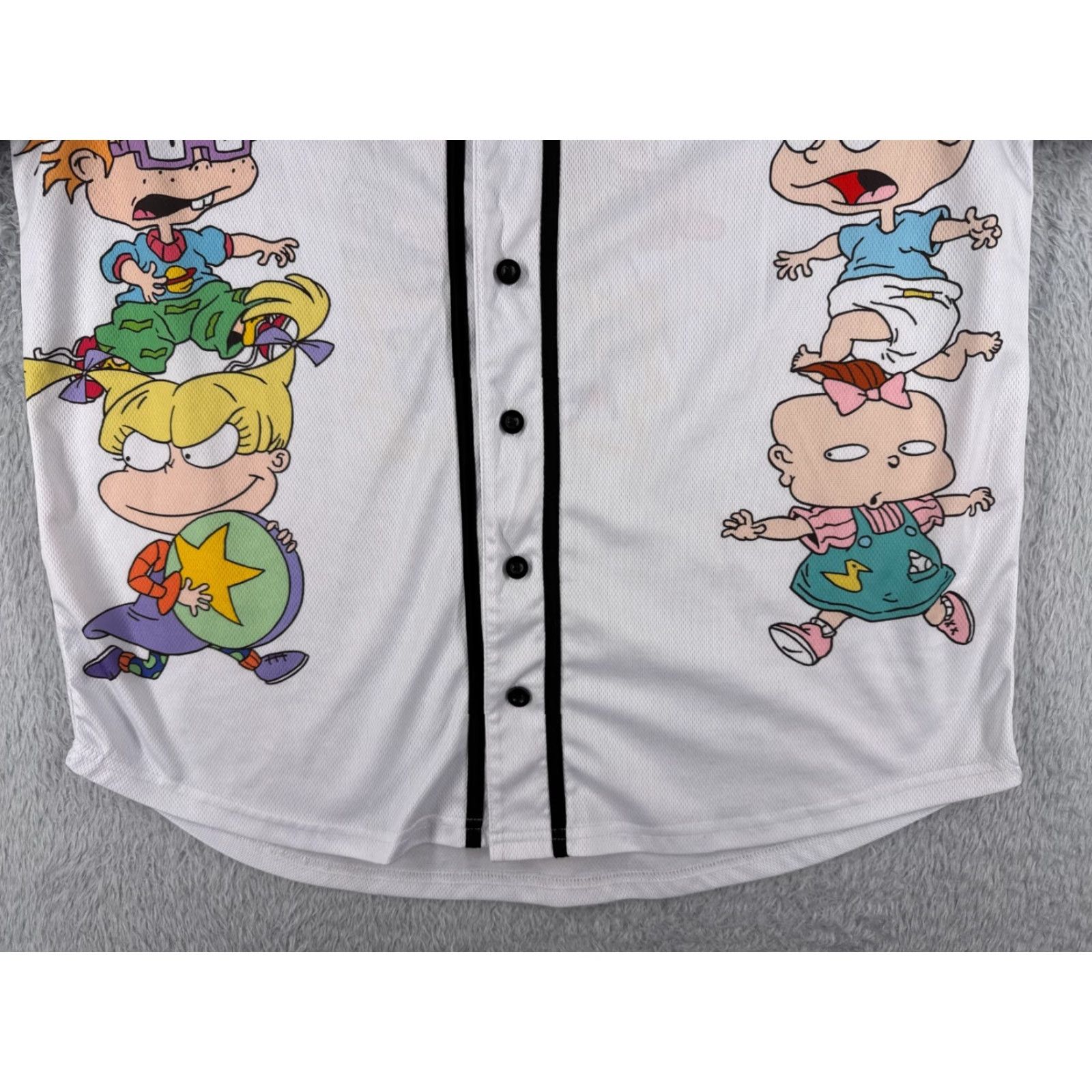 Nickelodeon VINTAGE Nickelodeon Jersey Adult XL White Rugrats Button Up 100% Polyester Shirt Mens 90s Size US XL / EU 56 / 4 - 5 Thumbnail