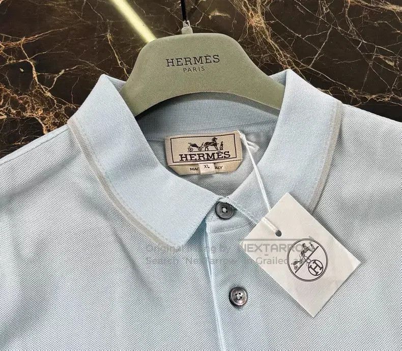 Hermes Hermes 经典男装晴天蓝polo衫 Classic Menswear Sky Blue Polo Shirt Size US XL / EU 56 / 4 - 4 Thumbnail