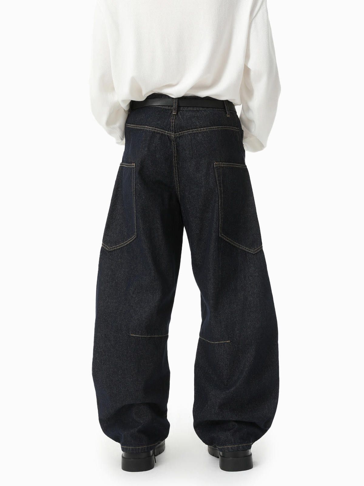 Japanese Brand Black Baggy Wide Leg Denim Jeans, Men's Loose Fit Jeans Size US 30 / EU 46 - 4 Thumbnail