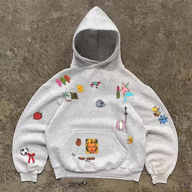 Designer × Japanese Brand Grey Washed Vintage Street Print Hoodie Size US L / EU 52-54 / 3 - 1 Thumbnail