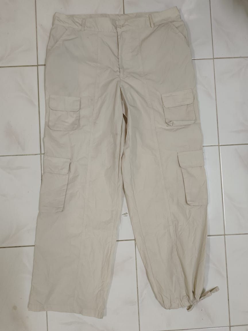 Japanese Brand Streetwear Society Baggy Wide Leg Cargo Parachute Pants Size US 39 - 1 Thumbnail