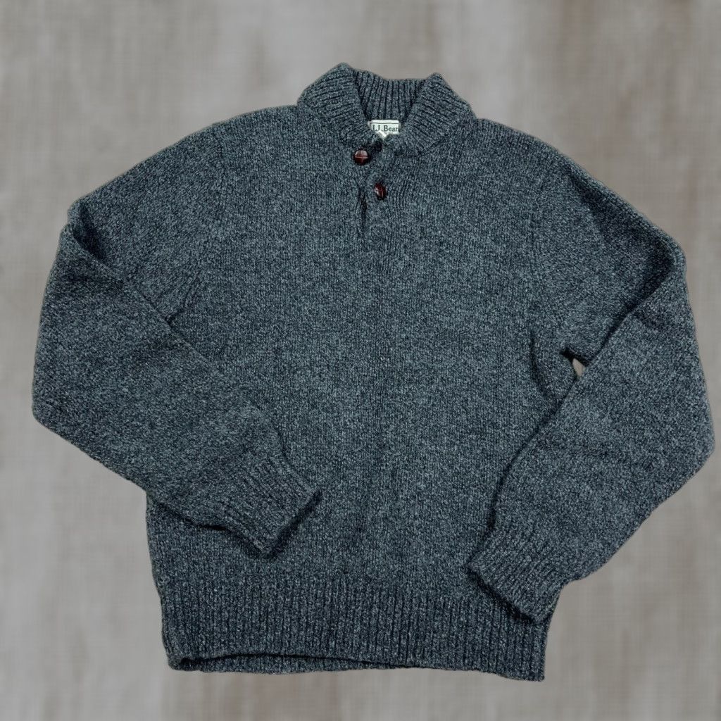 Vintage VINTAGE L.L.Bean Sweater Men Small Gray Wool Heavy Knit Mock Neck Cable-Knit Pullover Fishermen Outdoor Casual Size US S / EU 44-46 / 1 - 1 Thumbnail