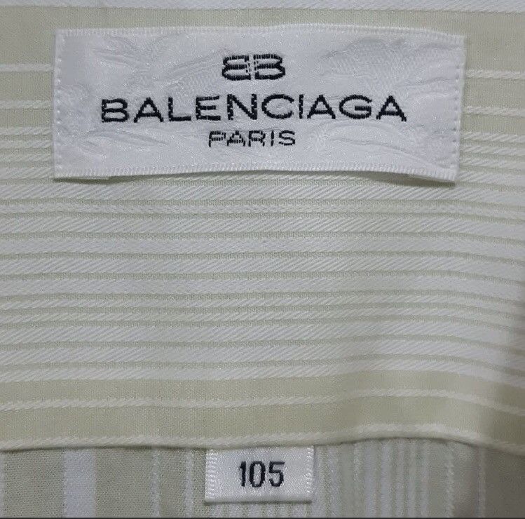 Balenciaga × Vintage Vintage Balenciaga Striped Short Sleeve Shirt Size US XL / EU 56 / 4 - 5 Thumbnail