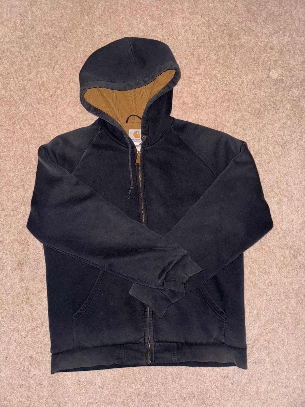 Rare vintage black carhartt thermal-lined zip up