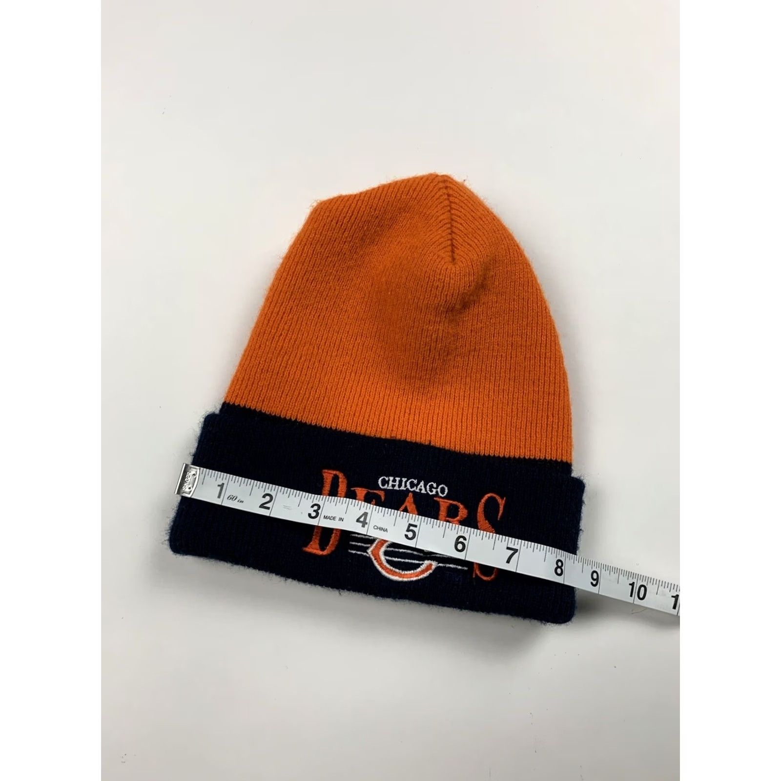 NFL VINTAGE Chicago Bears NFL Pro Line Football Knit Beanie Hat Cap Made In The USA NFL Beanie Ladies Mens Unisex Orange 80s 90s Football Warm Lined Cap Size ONE SIZE - 4 Thumbnail