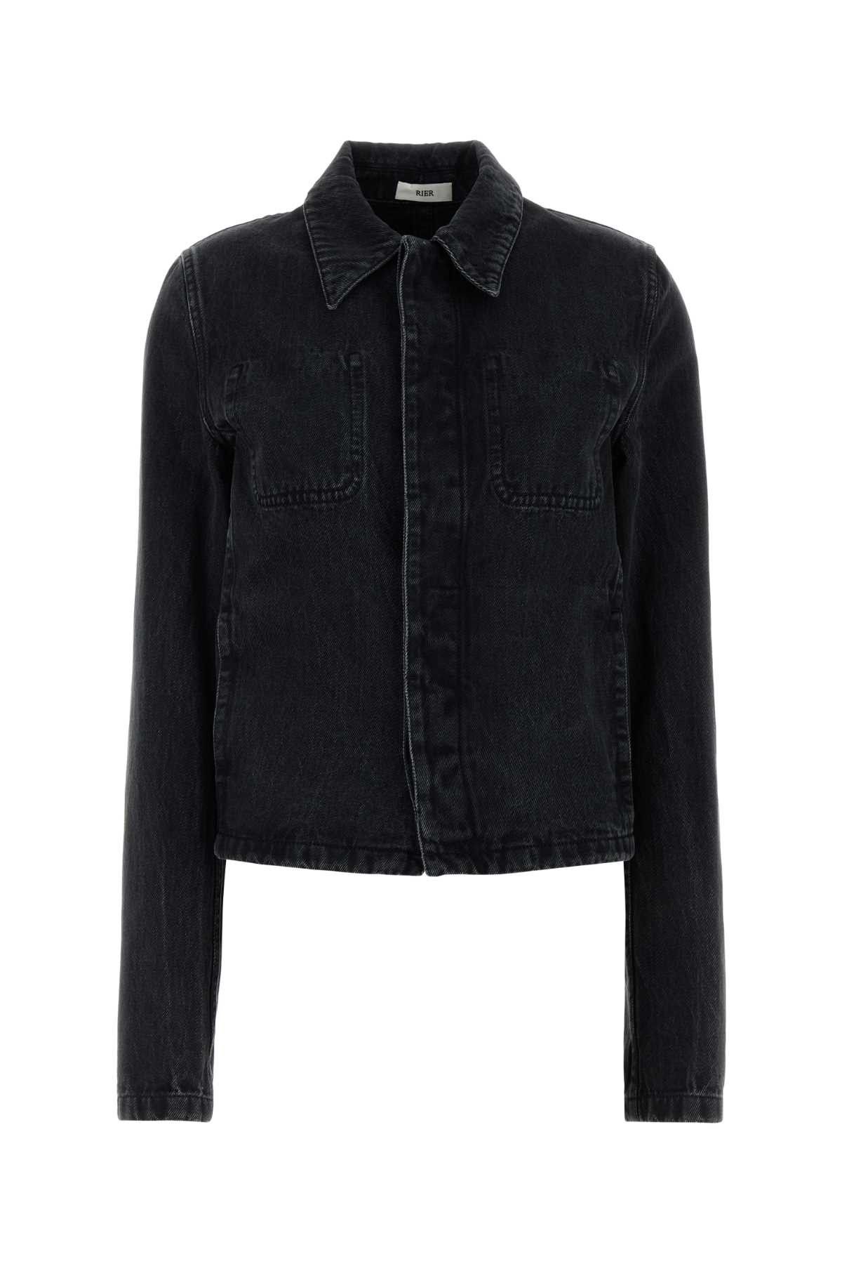RIER Black Denim Jacket Size L / US 10 / IT 46 - 1 Thumbnail