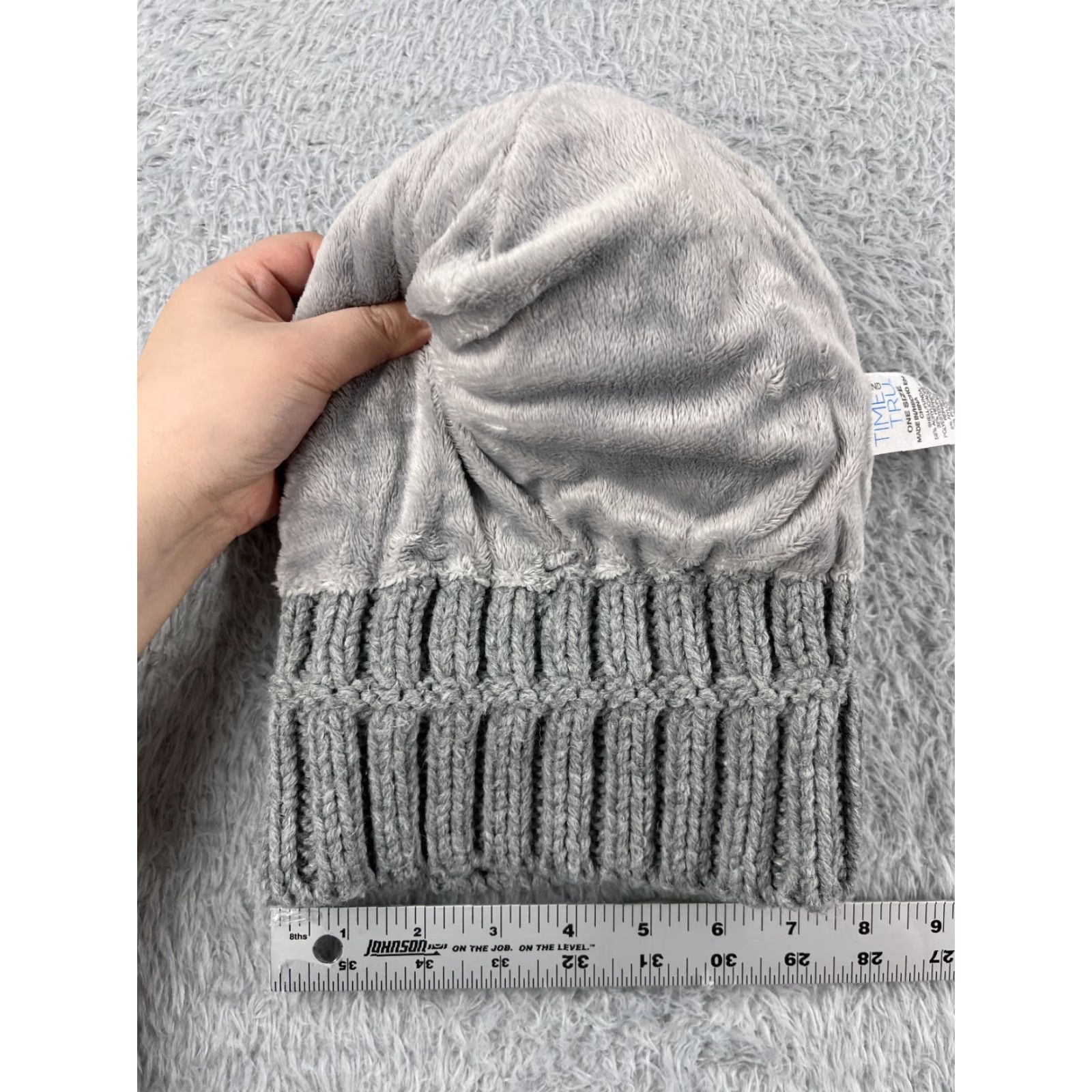 Vintage Time And Tru Beanie Toque Womens One Size Gray Knit Acrylic Polyester Blend Pom Size ONE SIZE - 6 Thumbnail