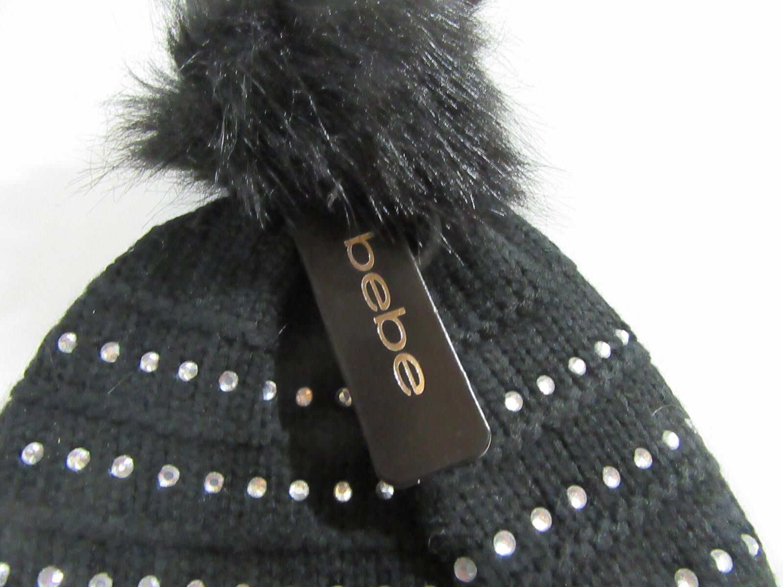 United Colors Of Benetton bebe Beanie Hat with Pom Black with Rhinestones Bling NWT Size ONE SIZE - 3 Thumbnail