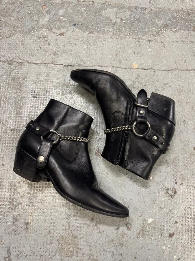 Saint Laurent Paris Saint Laurent Cowboy Ankle Leather Black Boots Size US 6 / IT 36 - 2 Thumbnail