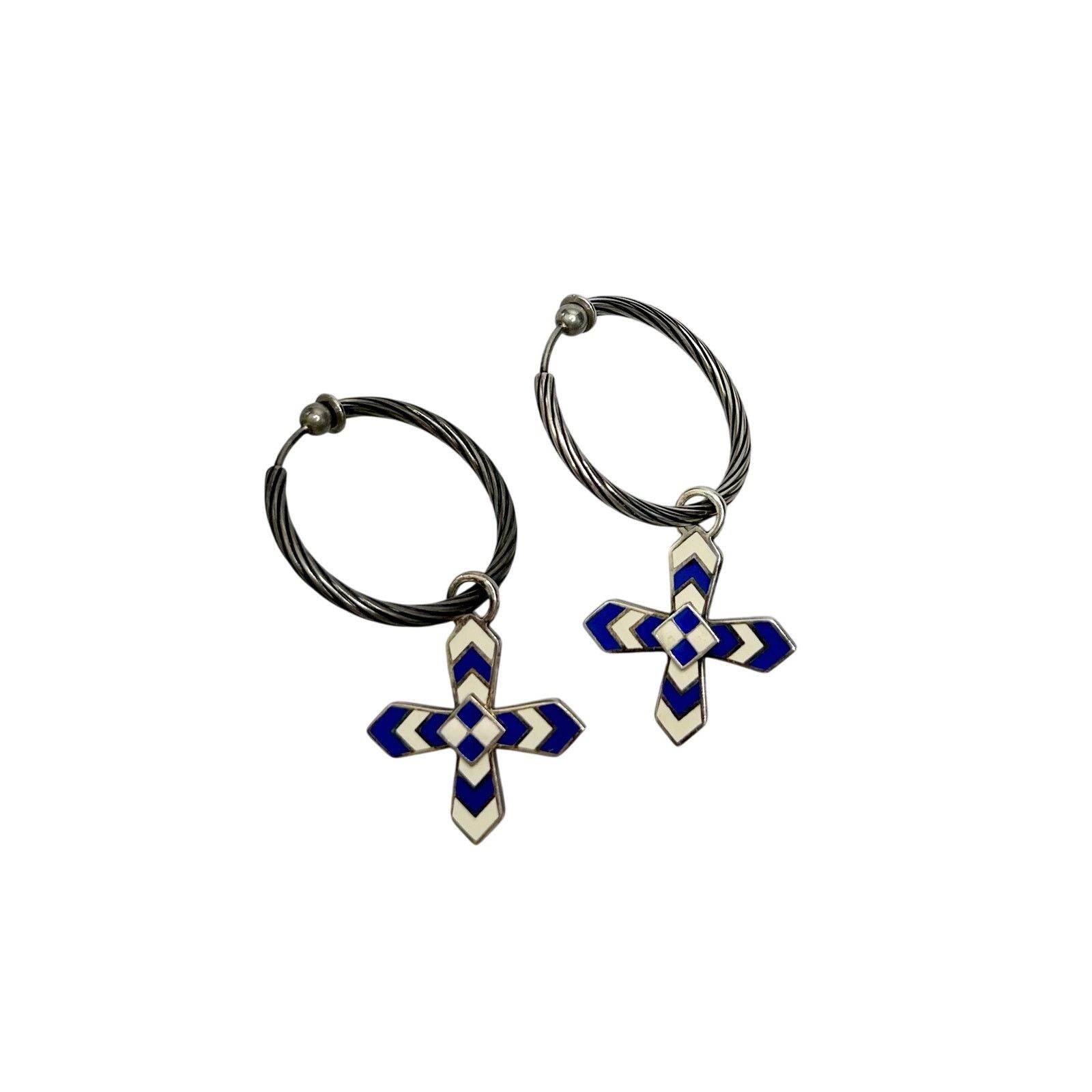 Gucci Gucci Enamel Cross Motif Hoop Earrings with Pouch & Box Size ONE SIZE - 7 Thumbnail