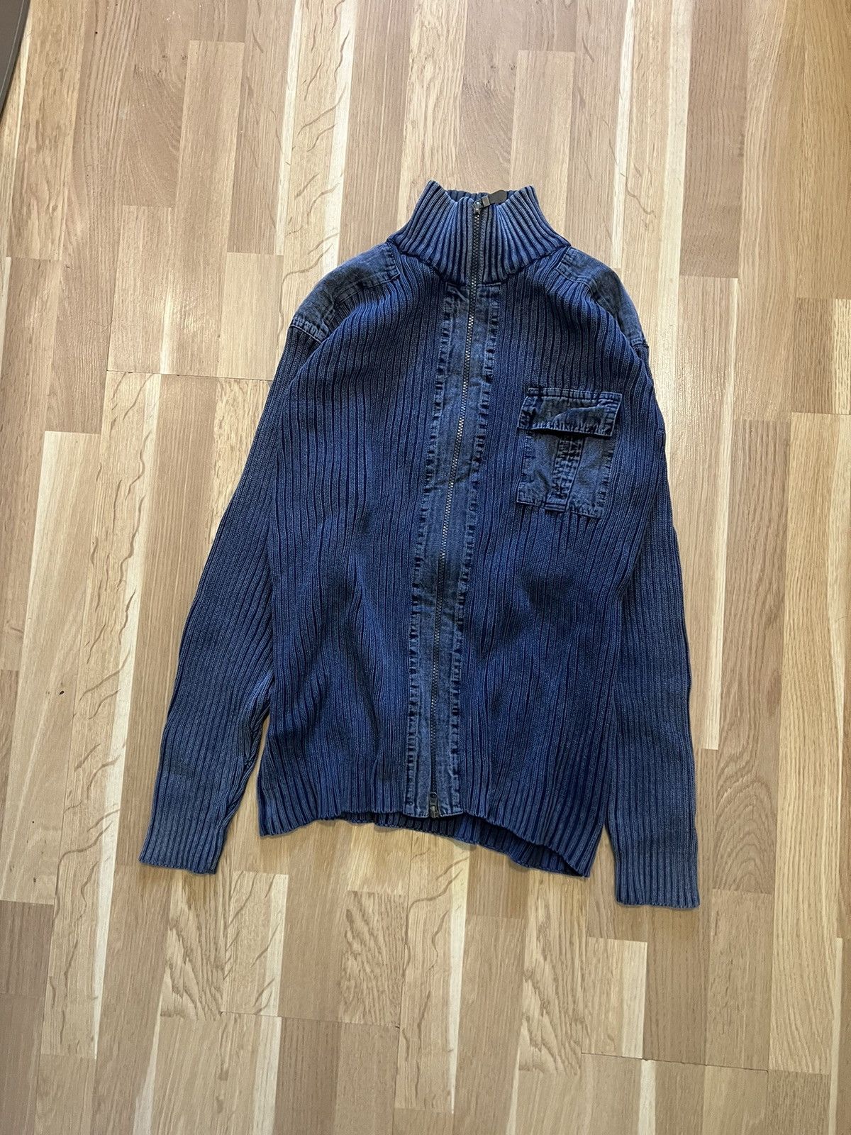 Diesel × Japanese Brand × Vintage Vintage Y2K 00s diesel punk distressed zip sweater knit Size US M / EU 48-50 / 2 - 2 Thumbnail