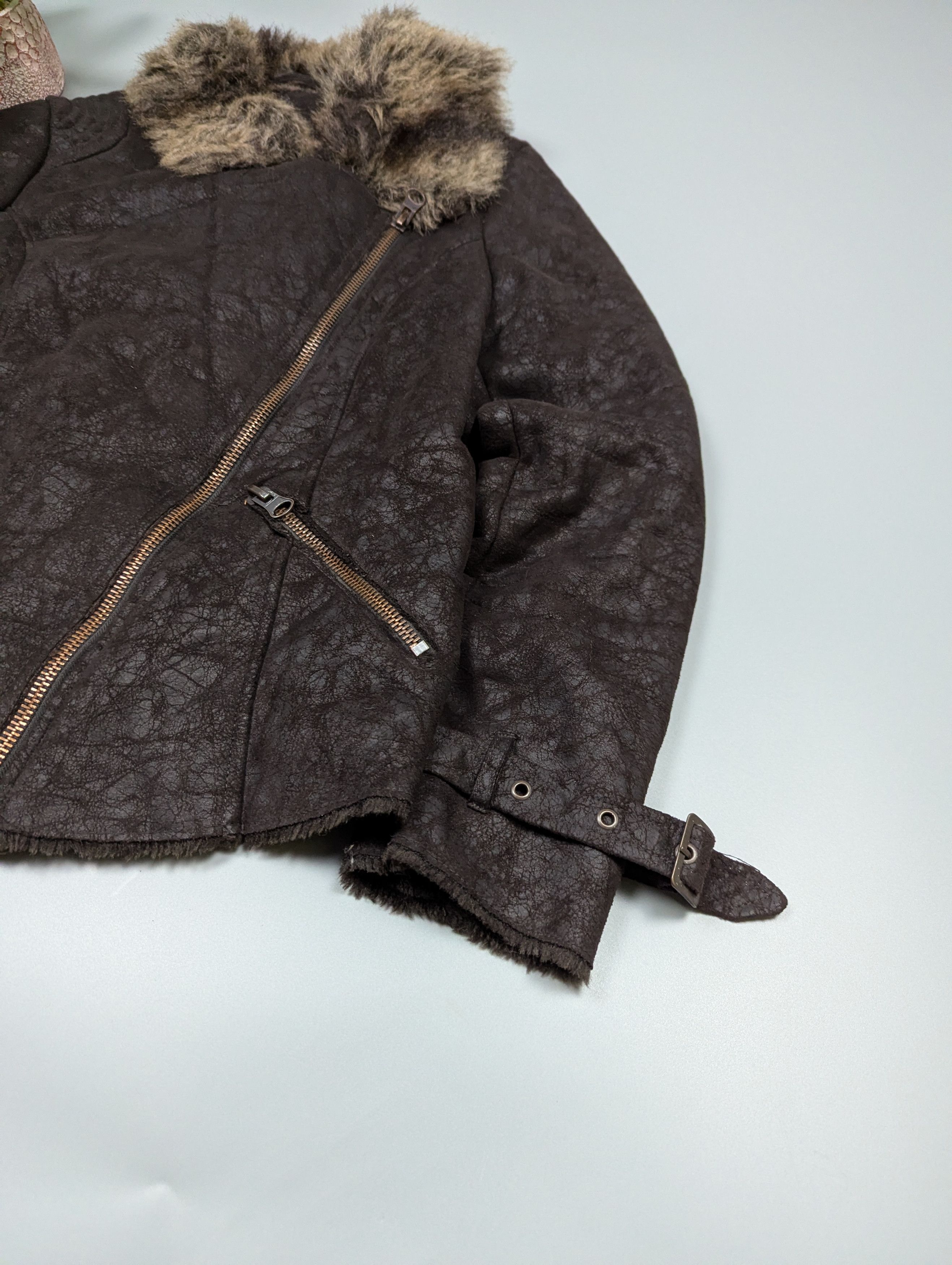 Vintage Vintage Distressed Brown Leather Moto Jacket Women’s S/M Size M / US 6-8 / IT 42-44 - 2 Thumbnail
