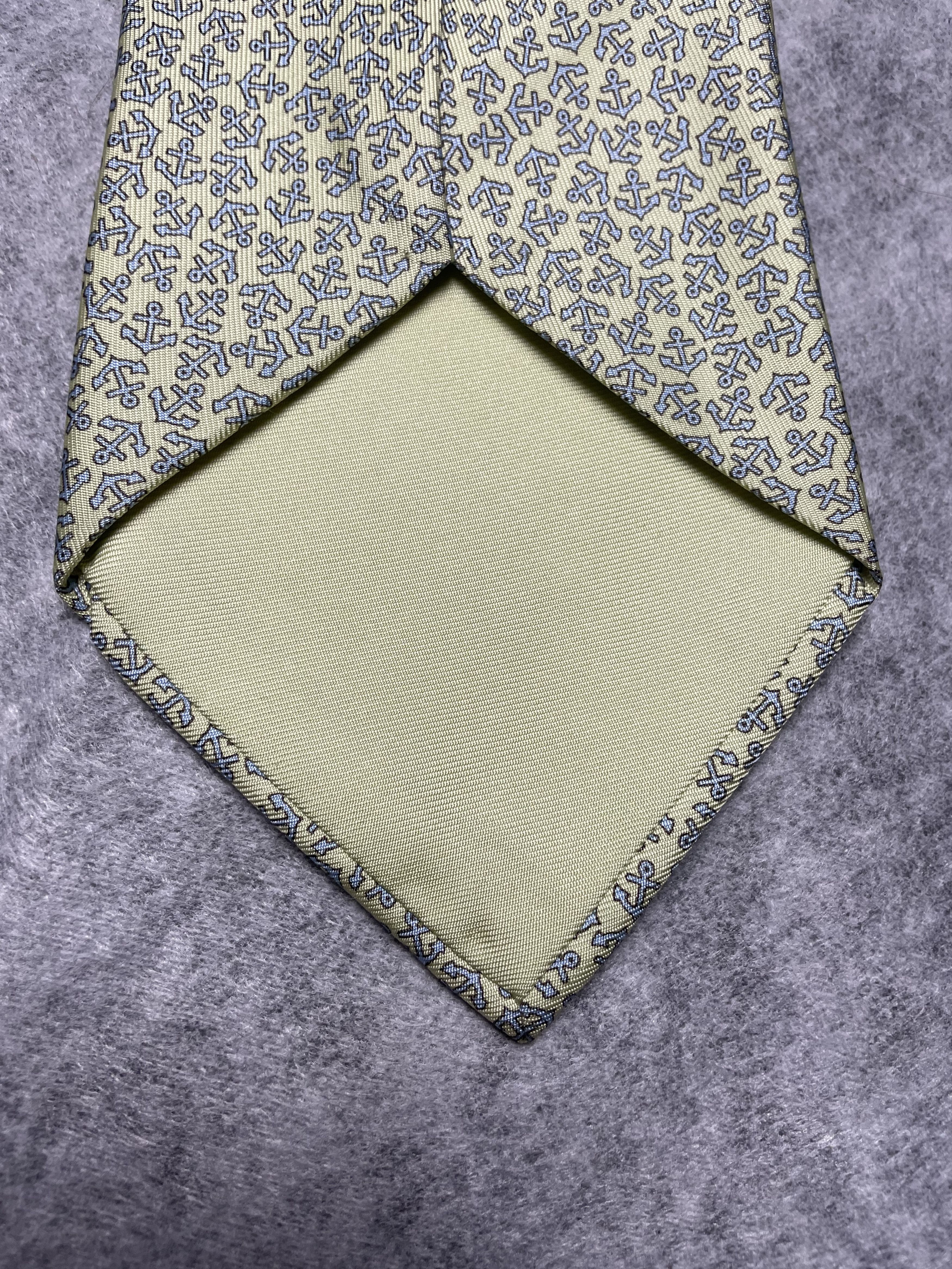 Hermes HERMES Paris 5165 IA Yellow Anchor Print Silk Tie Size ONE SIZE - 6 Thumbnail