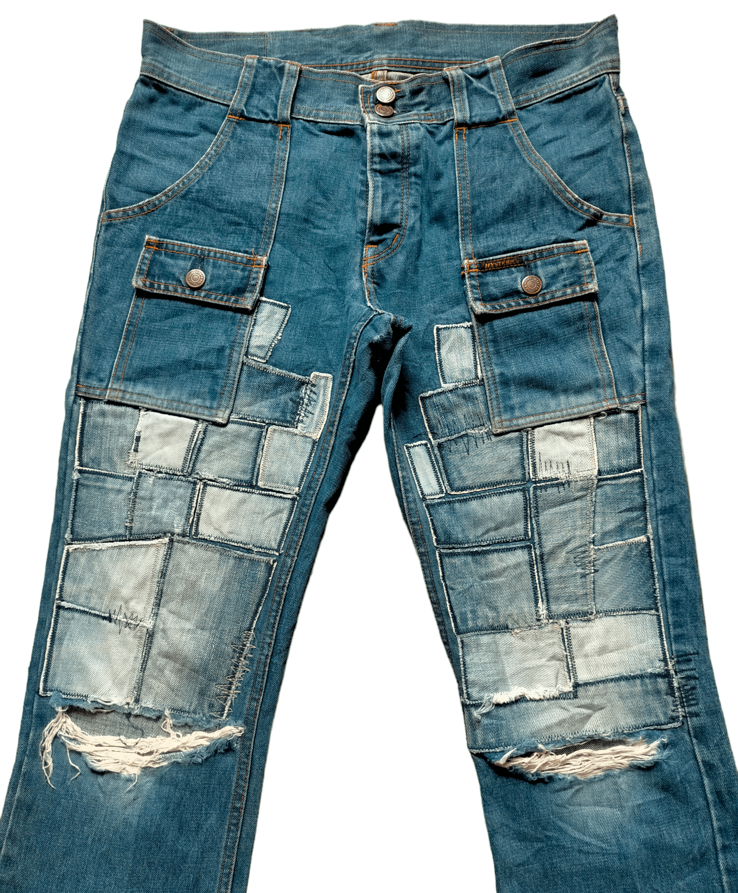 image of Hysteric Glamour Patchwork Bush Pants Jeans in Blue, Men's (Size 32)