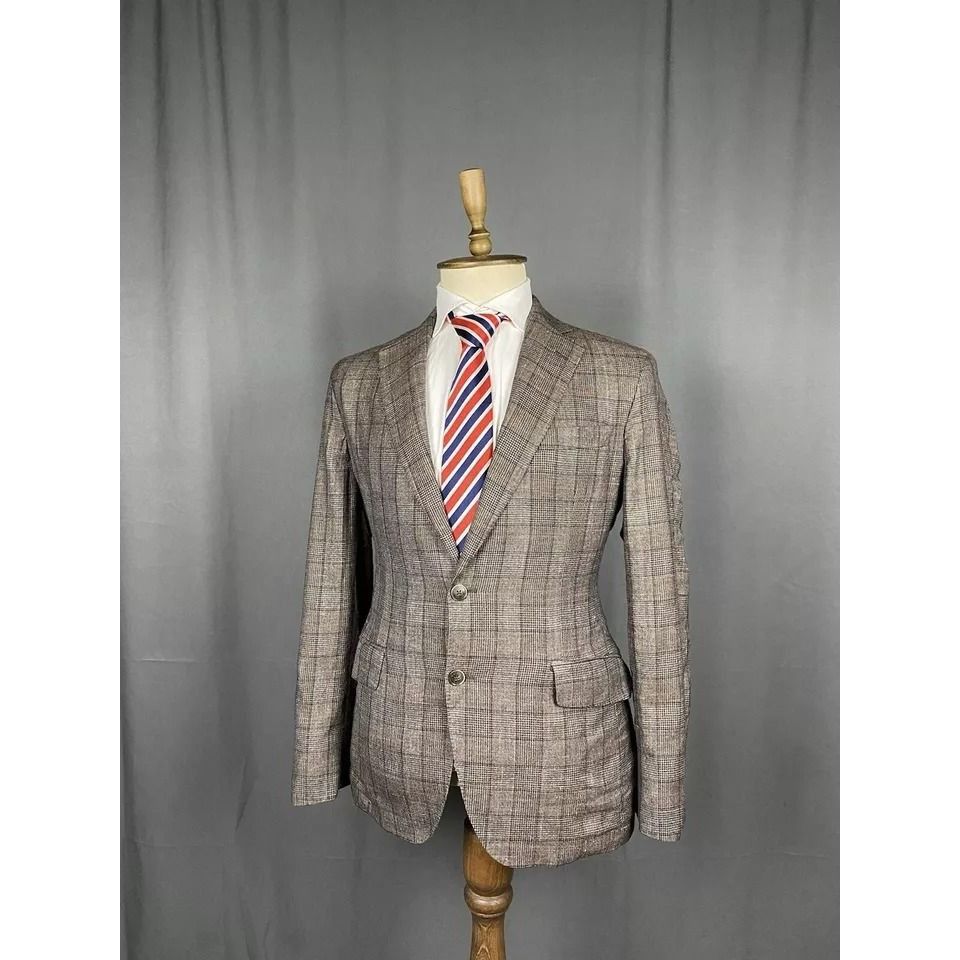 Hackett MINT! Hackett Men's Brown Wool Silk Linen Blazer Sportcoat J Size 52R - 4 Thumbnail