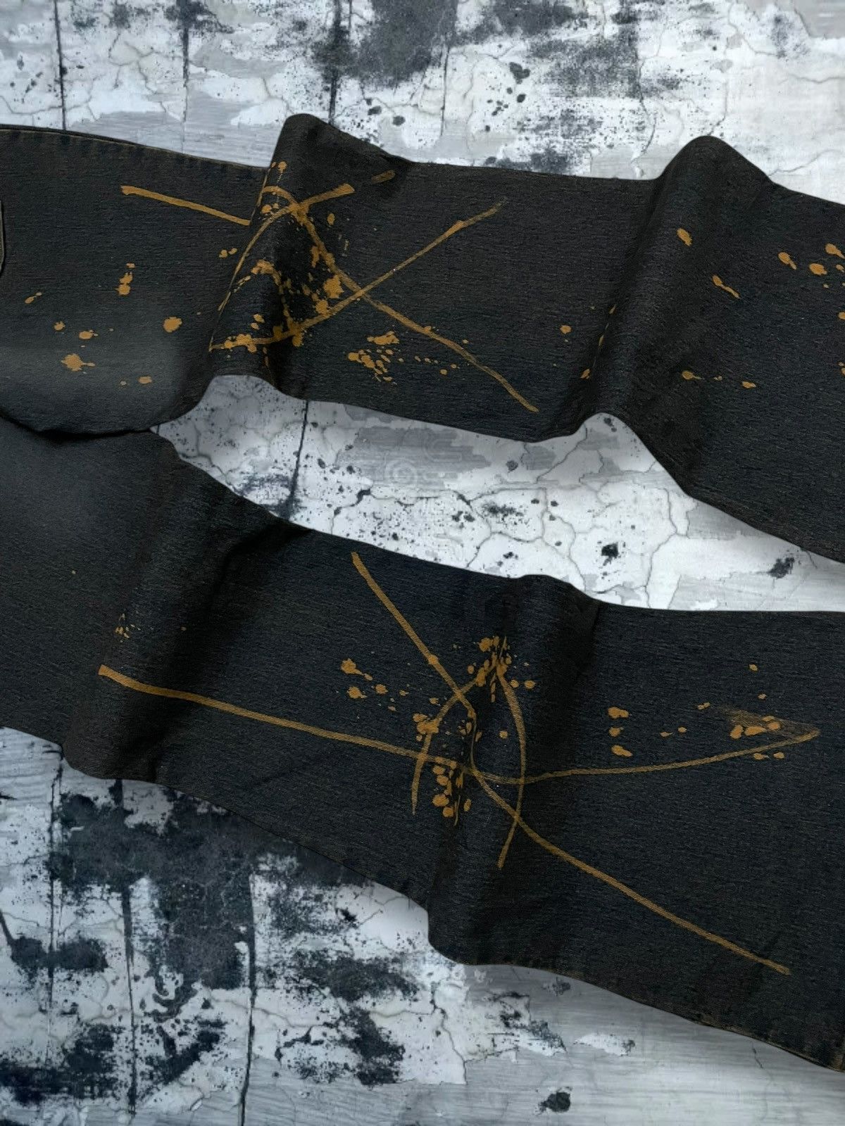 VTG Japan Designer Haphazard Flared Art Splash Bleach Denim