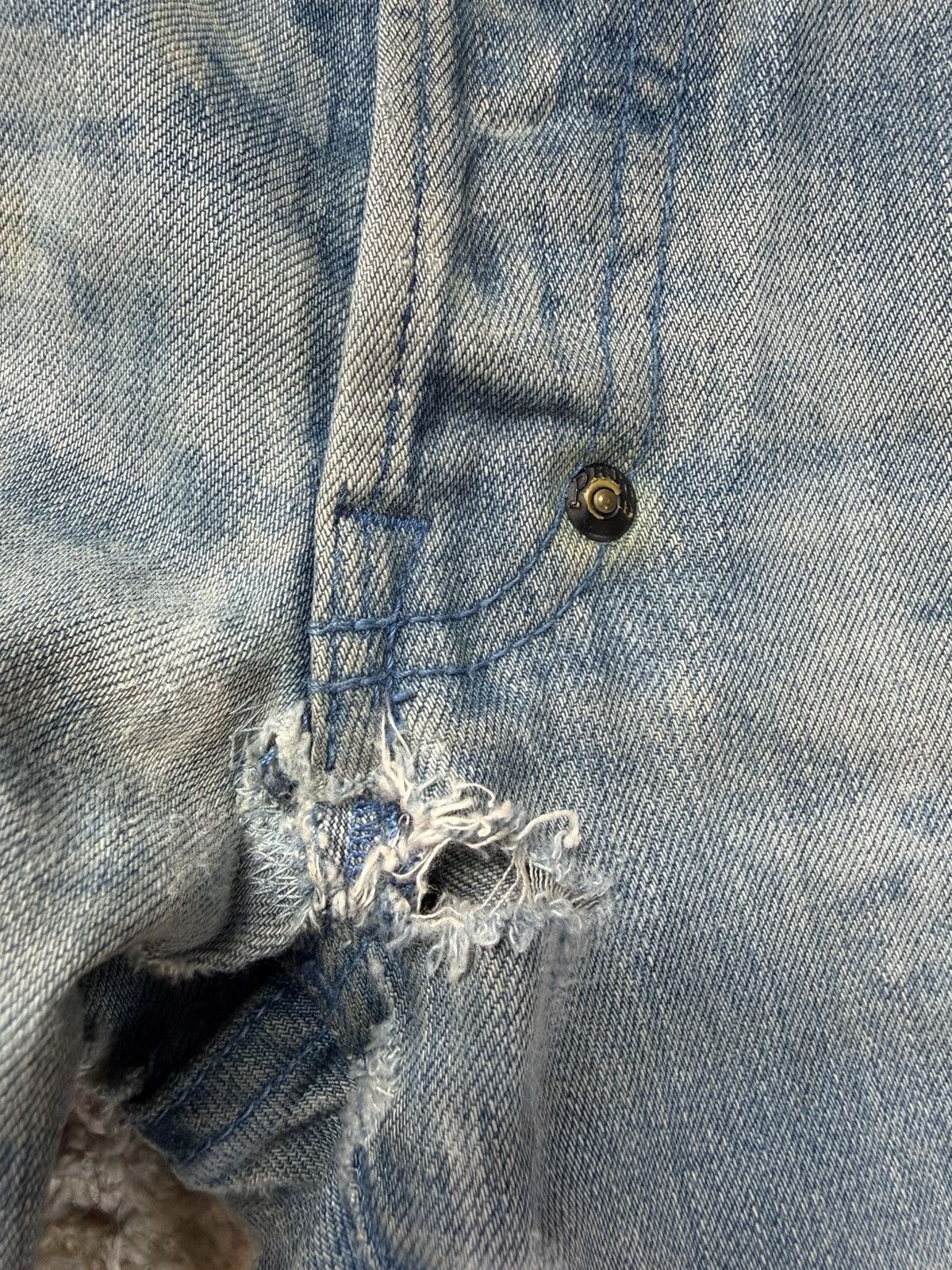 Prps PRPS Acid Wash Denim – Heavily Worn – Natural Rips & Fades Size US 30 / EU 46 - 6 Thumbnail