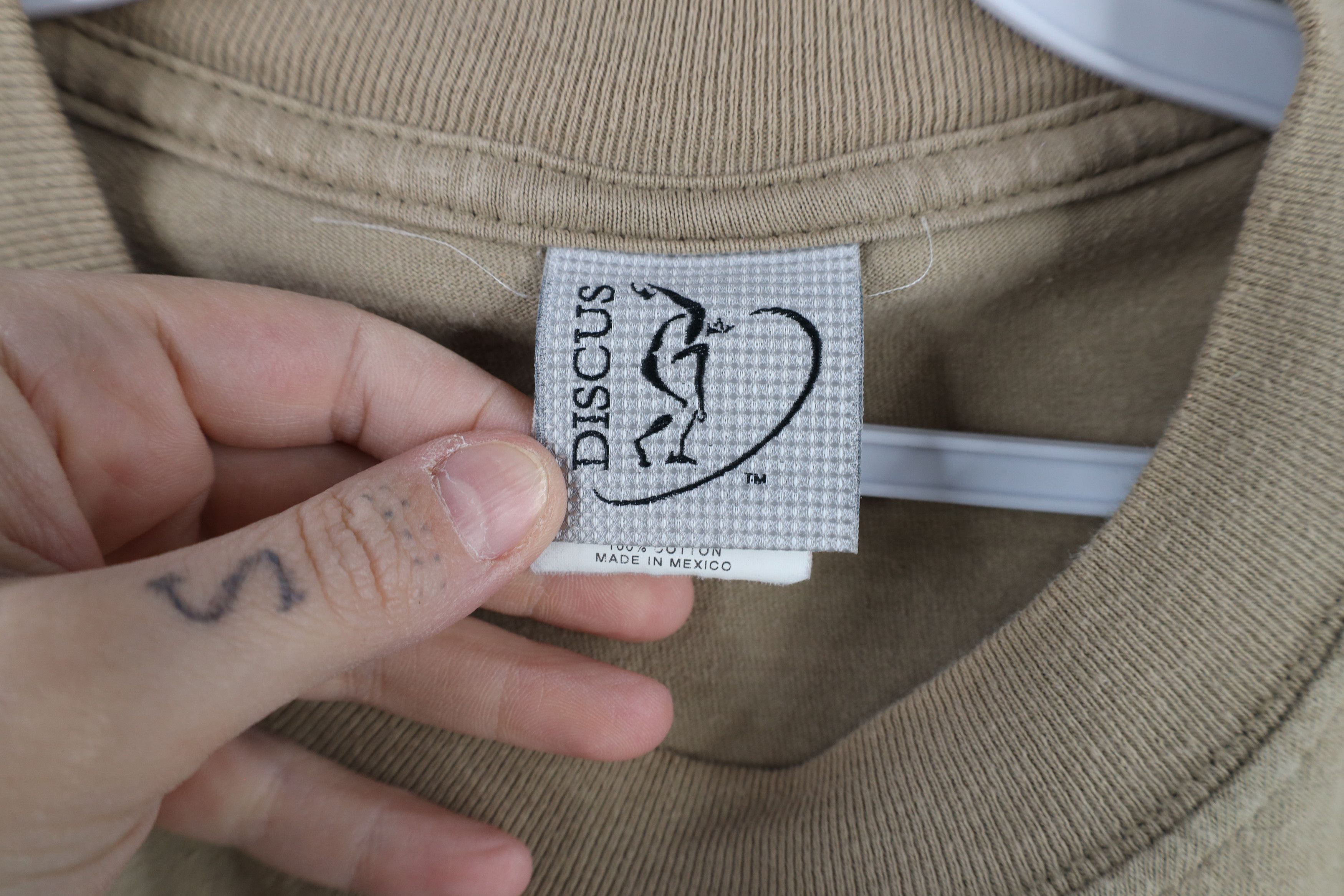 Vintage Vintage 90s Streetwear Heavyweight Cotton T-Shirt Khaki Size US XXL / EU 58 / 5 - 5 Thumbnail