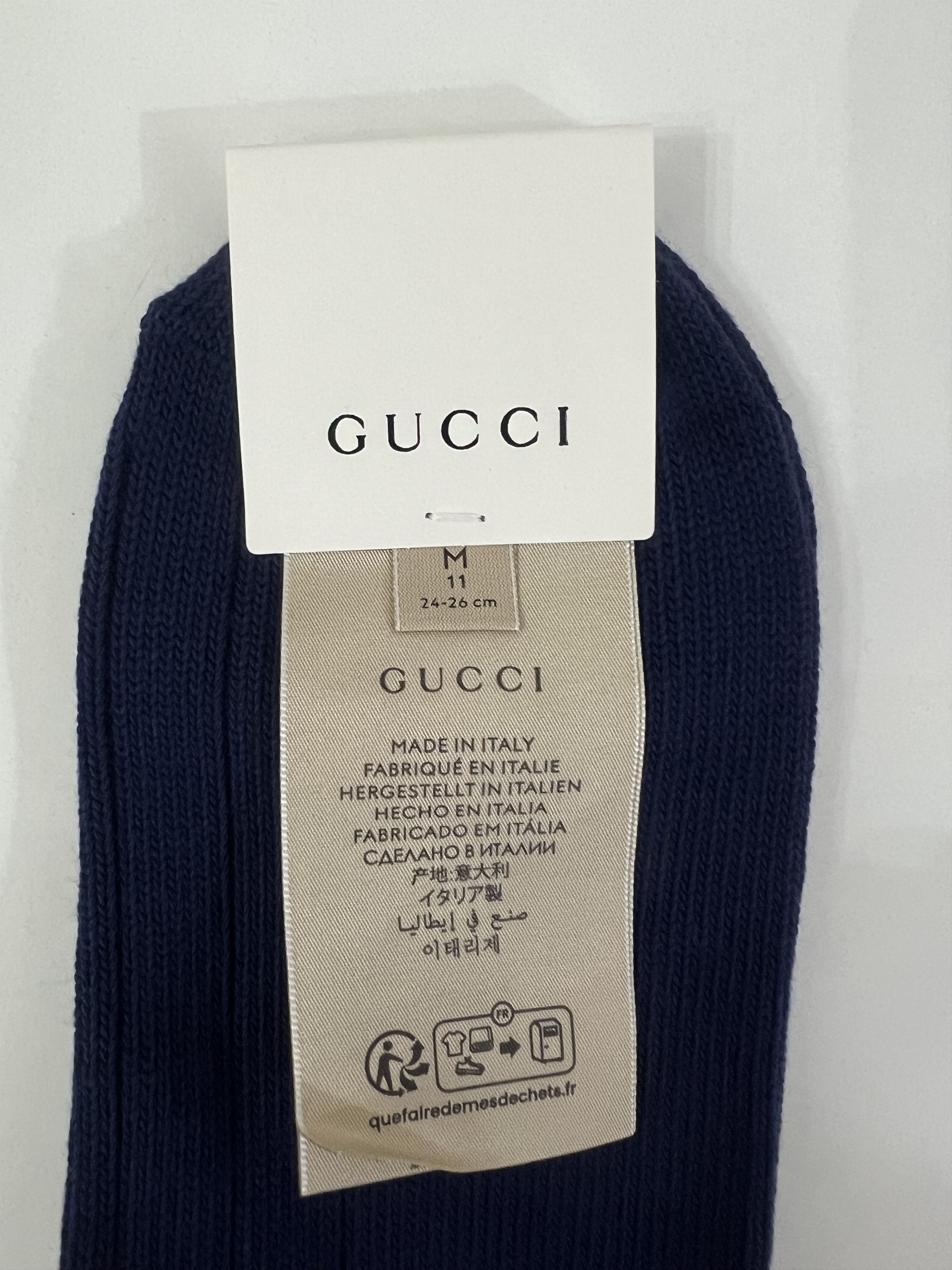 Gucci GUCCI - INTARSIA LOGO PRINT SOCKS, NIGHT BLUE, SIZE M Size ONE SIZE - 5 Thumbnail