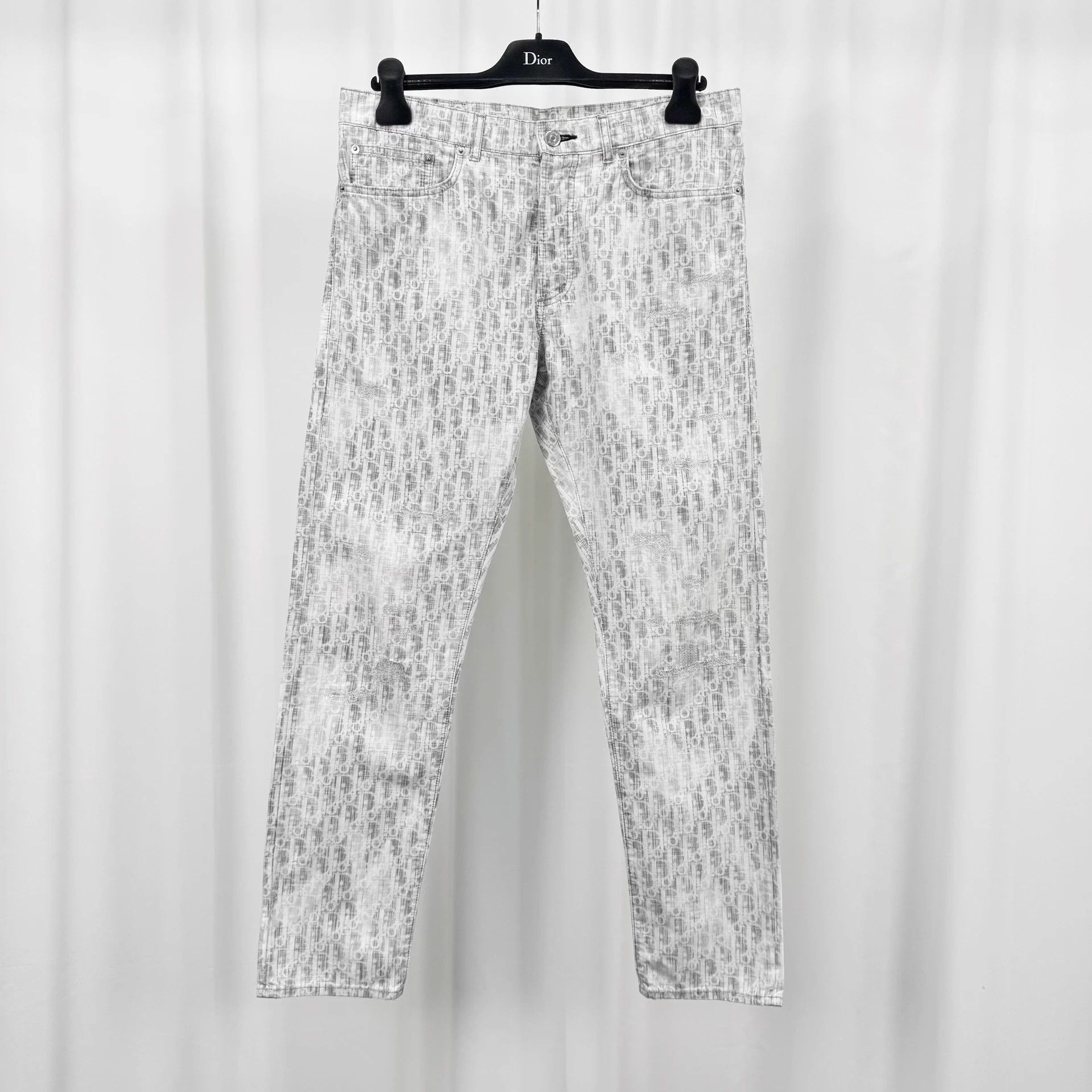 Dior Dior Gray Oblique All Over Print Denim Pants W31 99 New Size US 31 - 1 Thumbnail