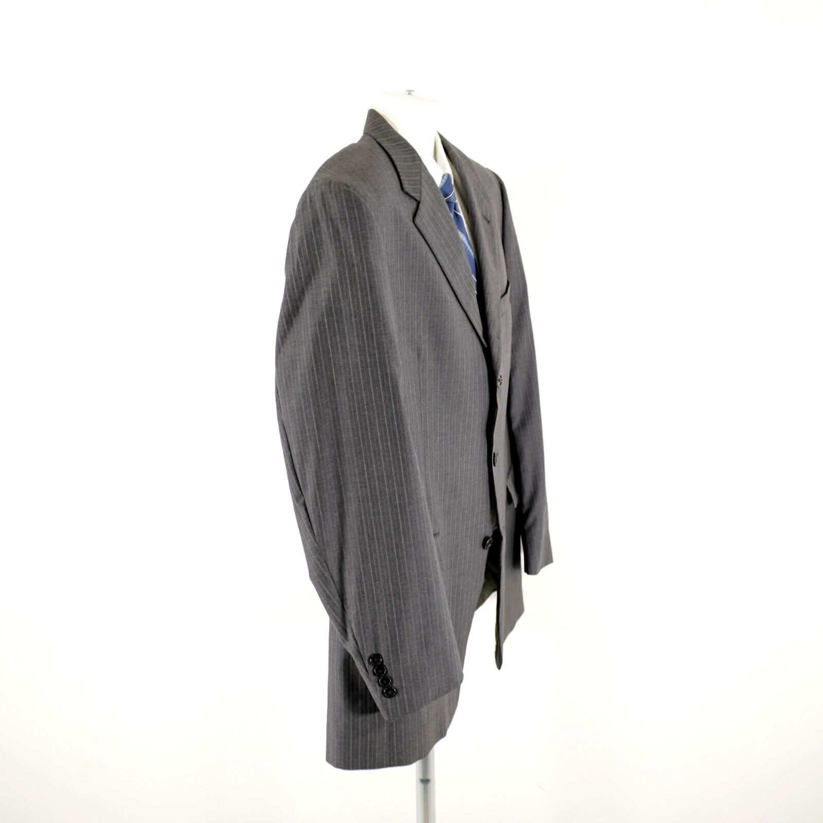 Loro Piana Loro Piana Cremieux Wool Gray Blue Striped 3 Button Suit Jac Size 44L - 8 Thumbnail