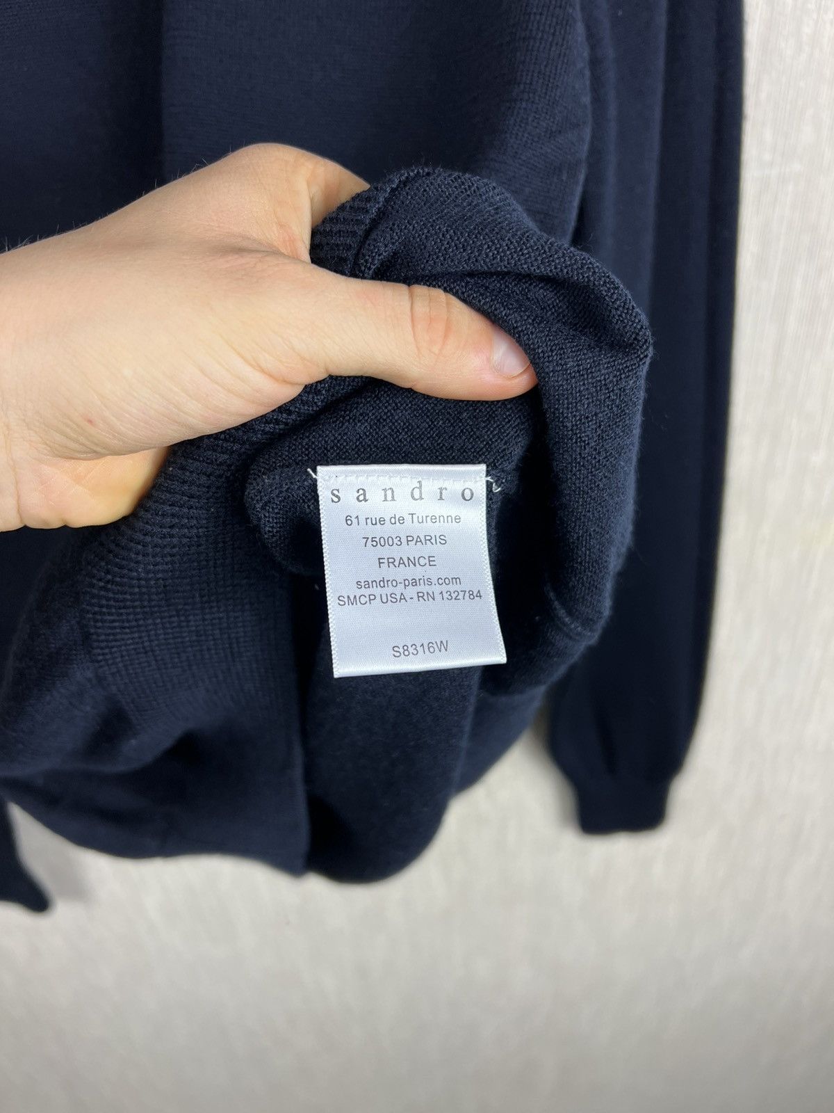 Sandro Archive Sandro Paris merino wool zipper neck sweater navy Size US L / EU 52-54 / 3 - 16 Thumbnail