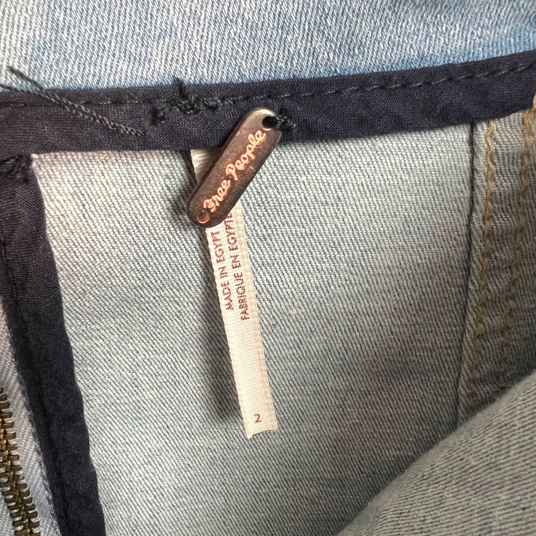 Free People Free People Womens 2 Denim Mini Skirt Light Wash High Waisted Panel Stitching Size 26" / US 2 / IT 38 - 3 Thumbnail