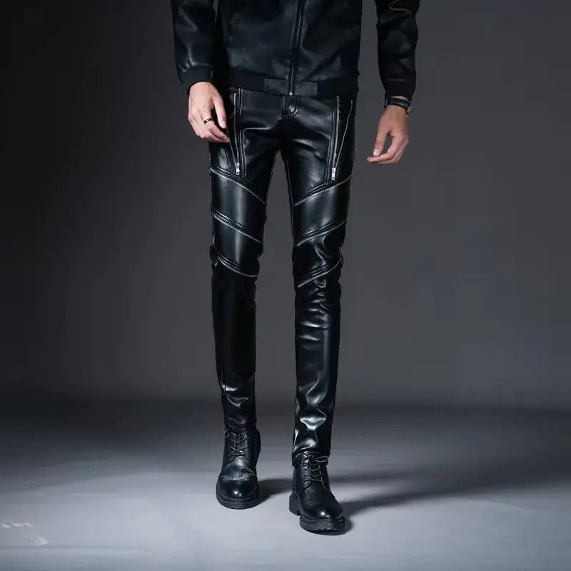 Japanese Brand × Vintage Motorcycle Biker Punk Gothic Faux Leather Pants Size US 32 / EU 48 - 1 Thumbnail