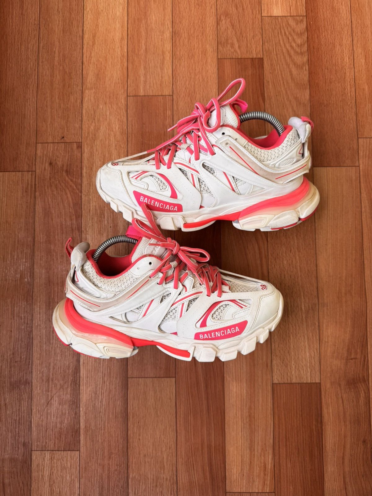 Balenciaga 💕🔥BALENCIAGA PINK / WHITE TRACK SNEAKERS Size US 8 / IT 38 - 10 Thumbnail