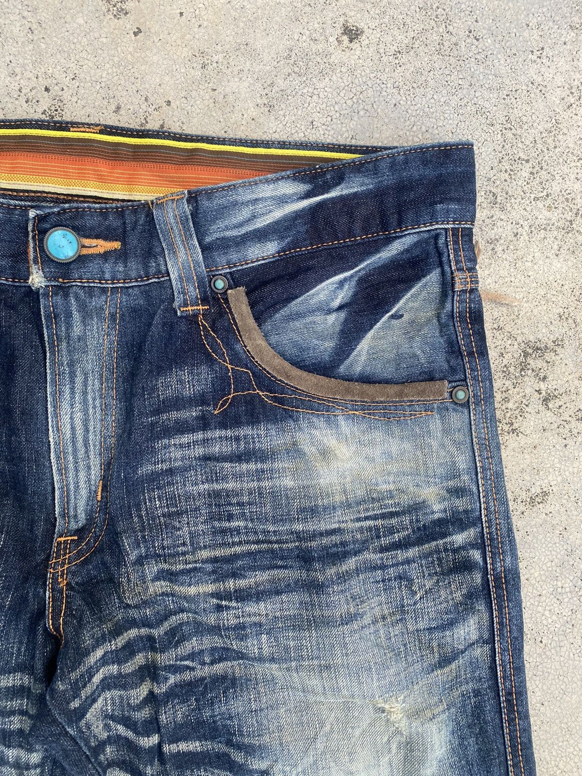 Edwin × Japanese Brand × Vintage Vintage y2k Edwin Blue Trip Faded Claw Mark Denim Jeans Size US 36 / EU 52 - 3 Thumbnail