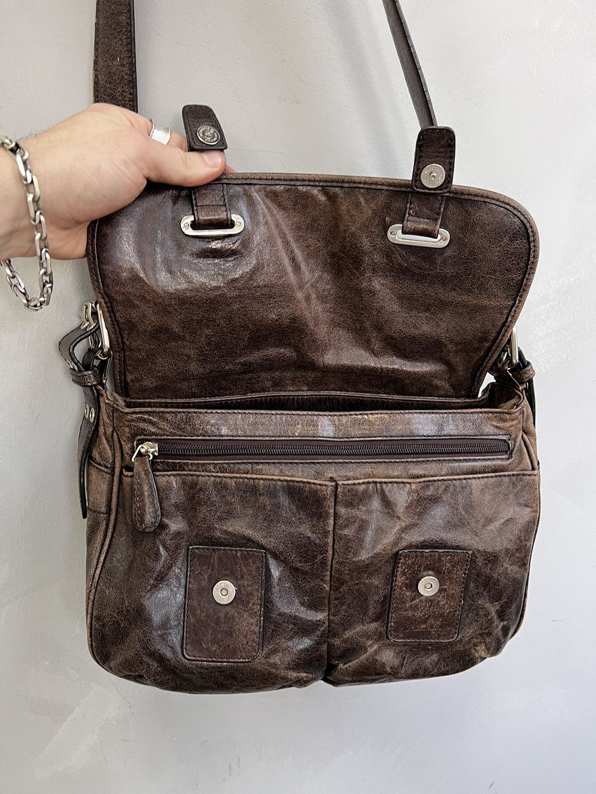 Japanese Brand VINTAGE Y2K LEATHER LGB STYLE KMRII LEATHER BAG Size ONE SIZE - 10 Thumbnail