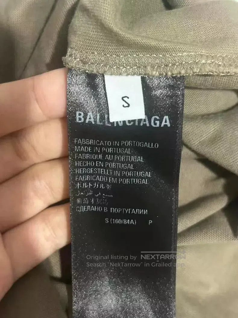 Balenciaga Balenciaga Khaki Short Sleeve with Embroidered Logo Front Size US S / EU 44-46 / 1 - 4 Thumbnail