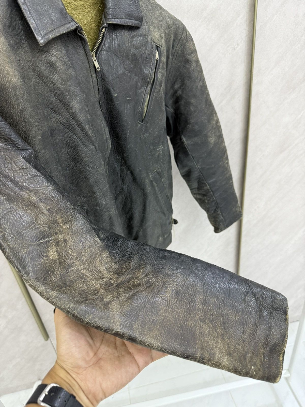 Genuine Leather Vtg Distress Patina Rugged Leather Jacket Like Ralph Lauren Size US S / EU 44-46 / 1 - 5 Thumbnail