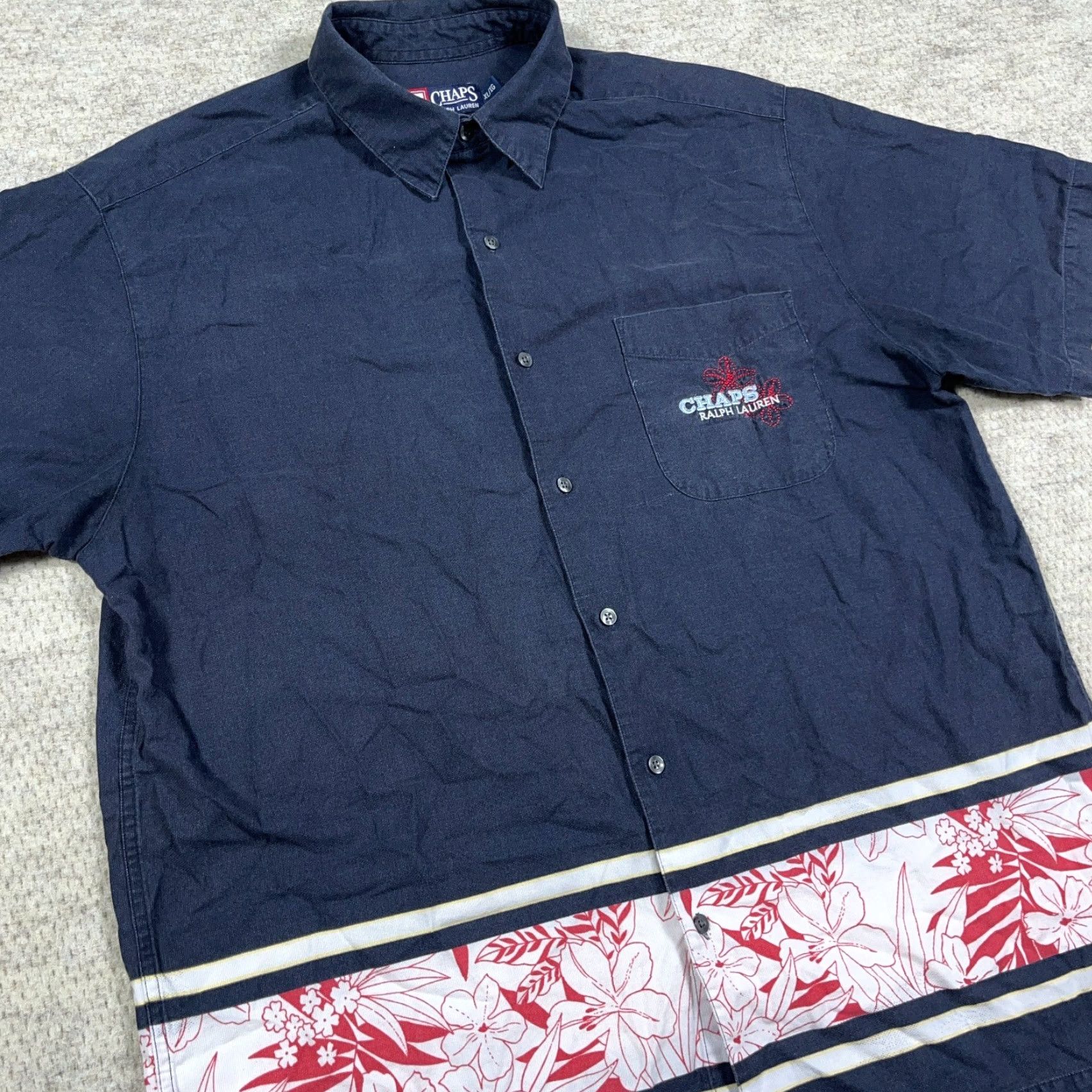 Chaps VINTAGE Chaps Ralph Lauren Shirt Men XL Button Up Floral Hawaiian 90s Canvas Blue Size US XL / EU 56 / 4 - 2 Thumbnail