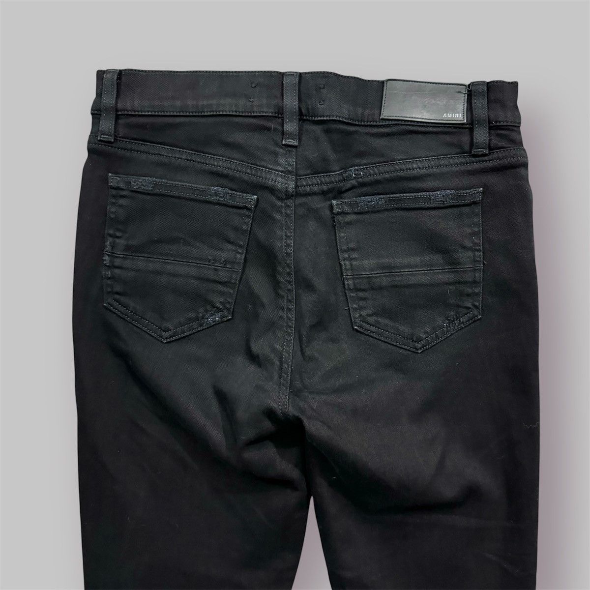 Amiri AMIRI Black MX1 Ripped Leather Patch Zipper Skinny Jeans Size 28" / US 6 / IT 42 - 6 Thumbnail