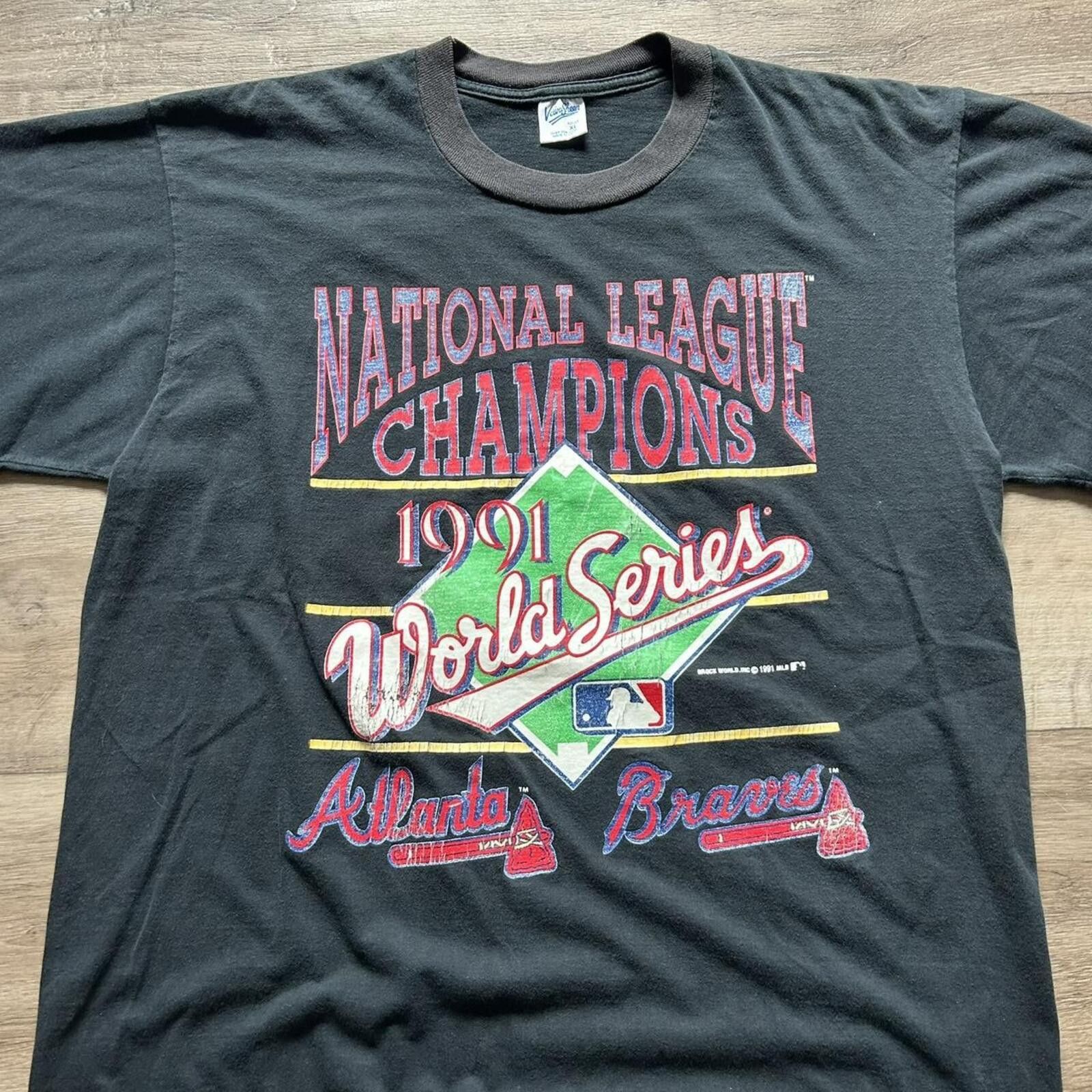 MLB Vintage 1991 Atlanta Braves World Series black T-shirt XL Size US XL / EU 56 / 4 - 2 Thumbnail