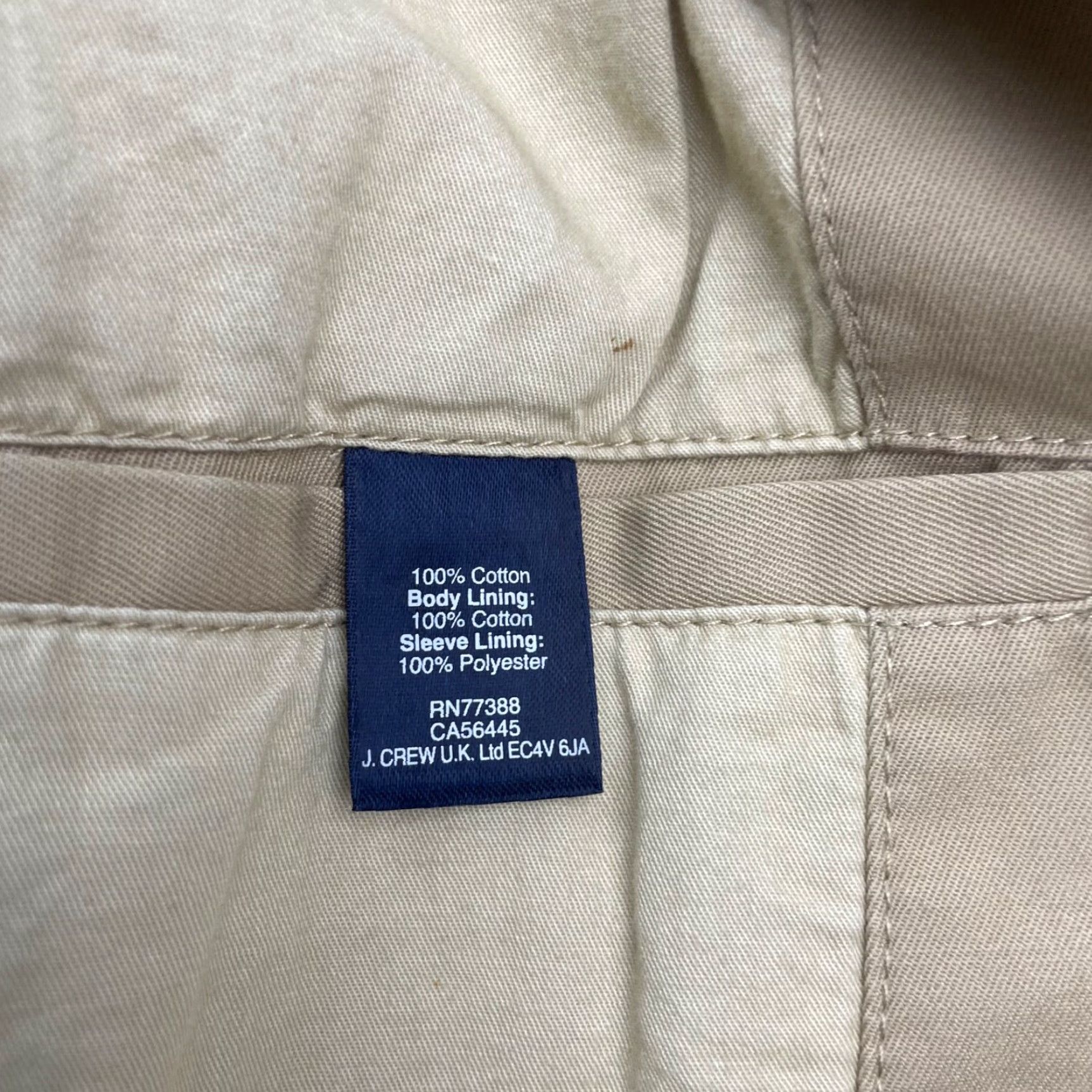 J.CREW Blazer Men Medium Beige 100% Cotton 2-Button Chino Khaki Mens