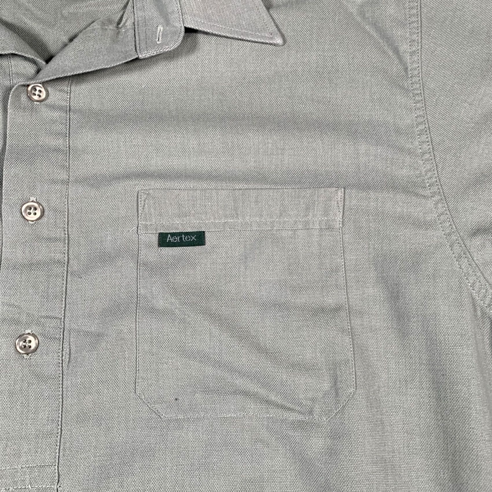 Vintage Aertex by Summit Shirt Mens Large Sage Green Popover Short Sleeve Half Placket Button-Up Size US L / EU 52-54 / 3 - 5 Thumbnail