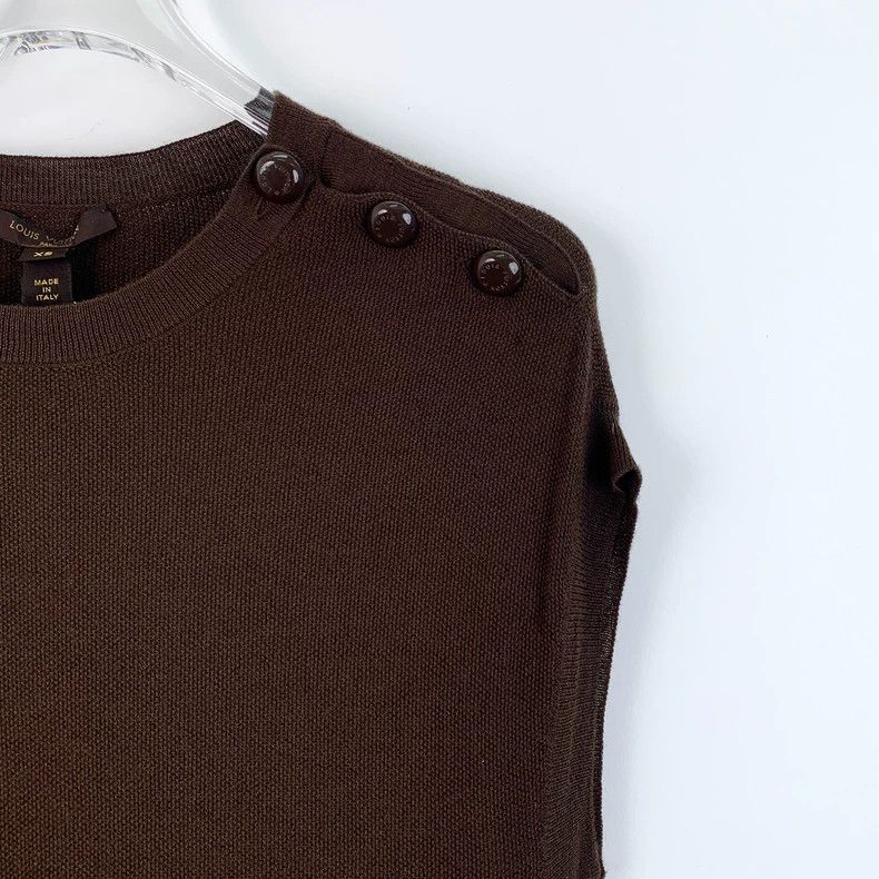 Louis Vuitton Crew neck sleeveless dress in dark brown mul