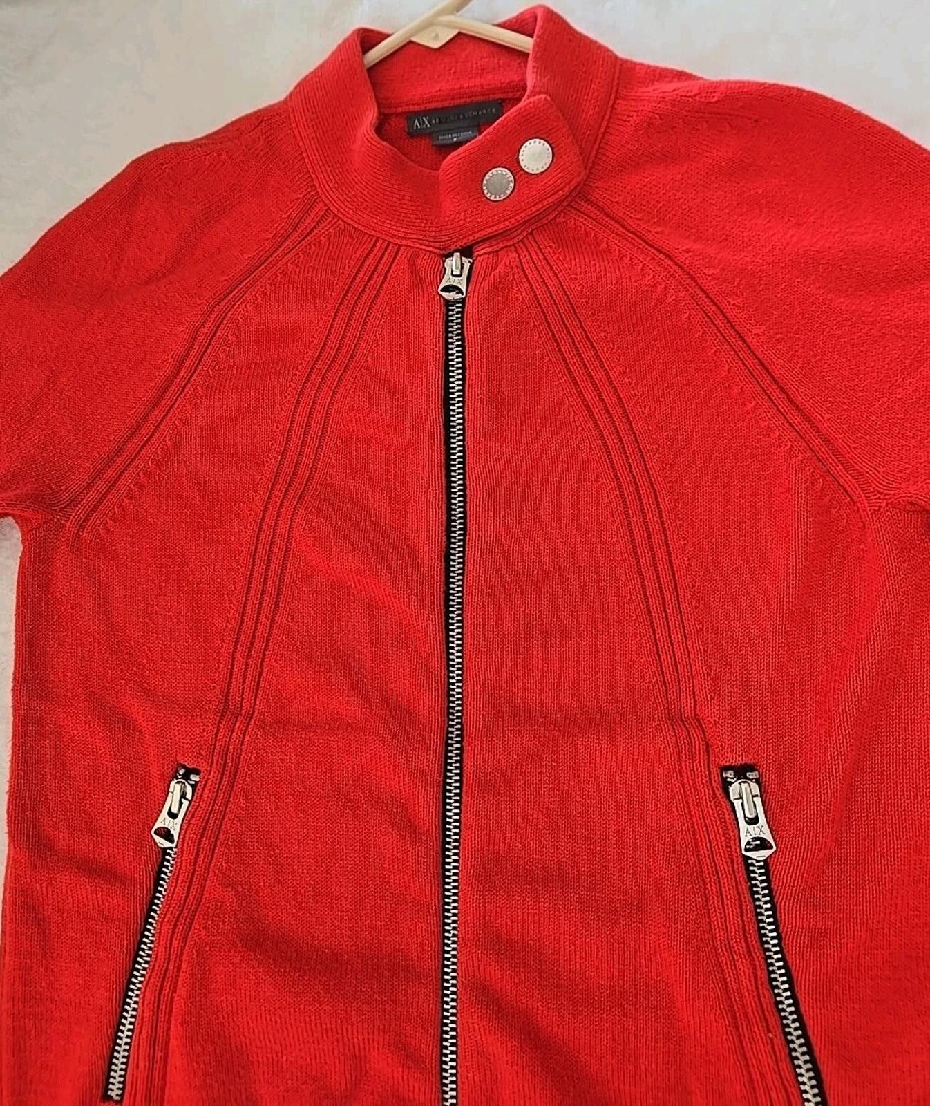 Armani Exchange Armani Exchange A|X Red Knit Zip Up Cardigan Sweater Jacket Size S / US 4 / IT 40 - 2 Thumbnail