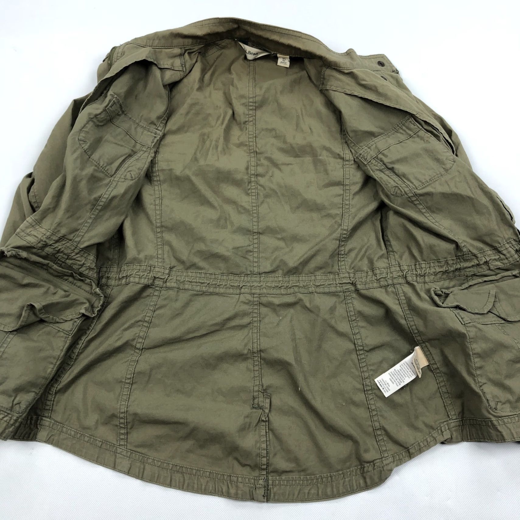 Vintage L.L.Bean Women's XS Regular Olive Green Cotton Blend Utility Safari Jacket Size XS / US 0-2 / IT 36-38 - 3 Thumbnail