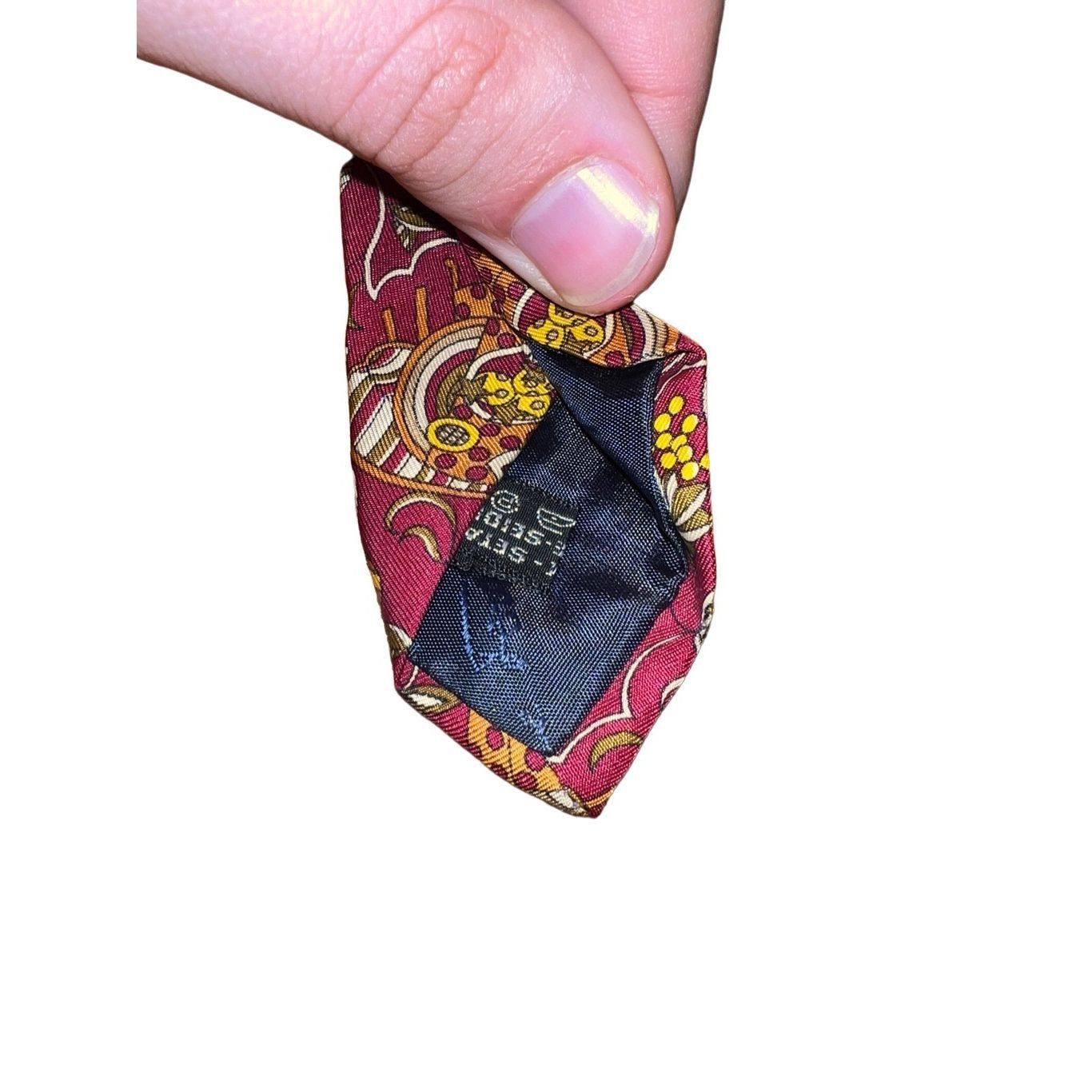 Salvatore Ferragamo Salvatore Ferragamo Red Fall Harvest Print Handmade Neck Tie Size ONE SIZE - 6 Thumbnail