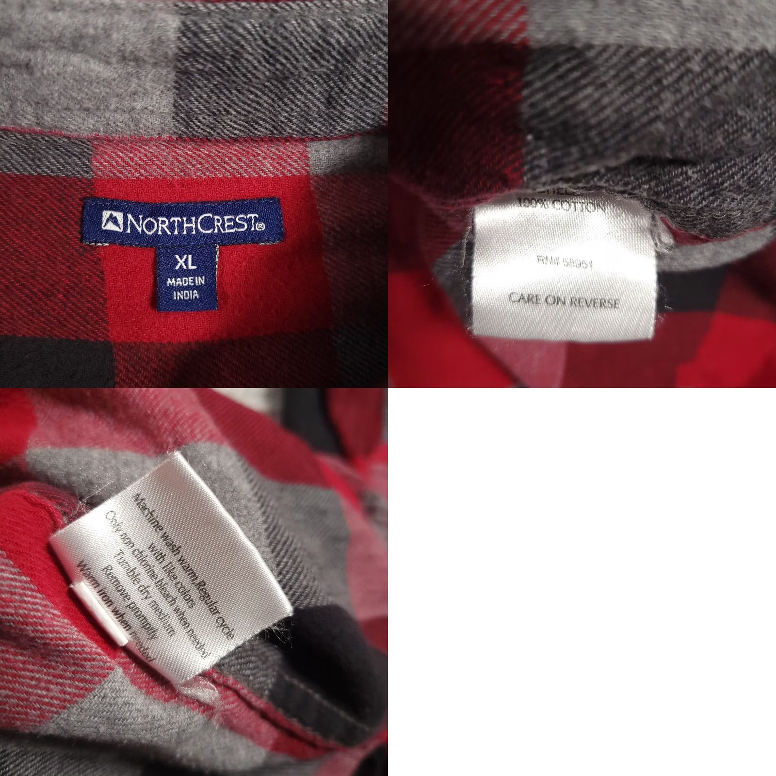 FRED VINTAGE Northcrest Flannel Shirt Mens XL Red Black Gray Pocket Button Down Long Sleeve 90s Classic Outdoor Mens Size US XL / EU 56 / 4 - 9 Thumbnail