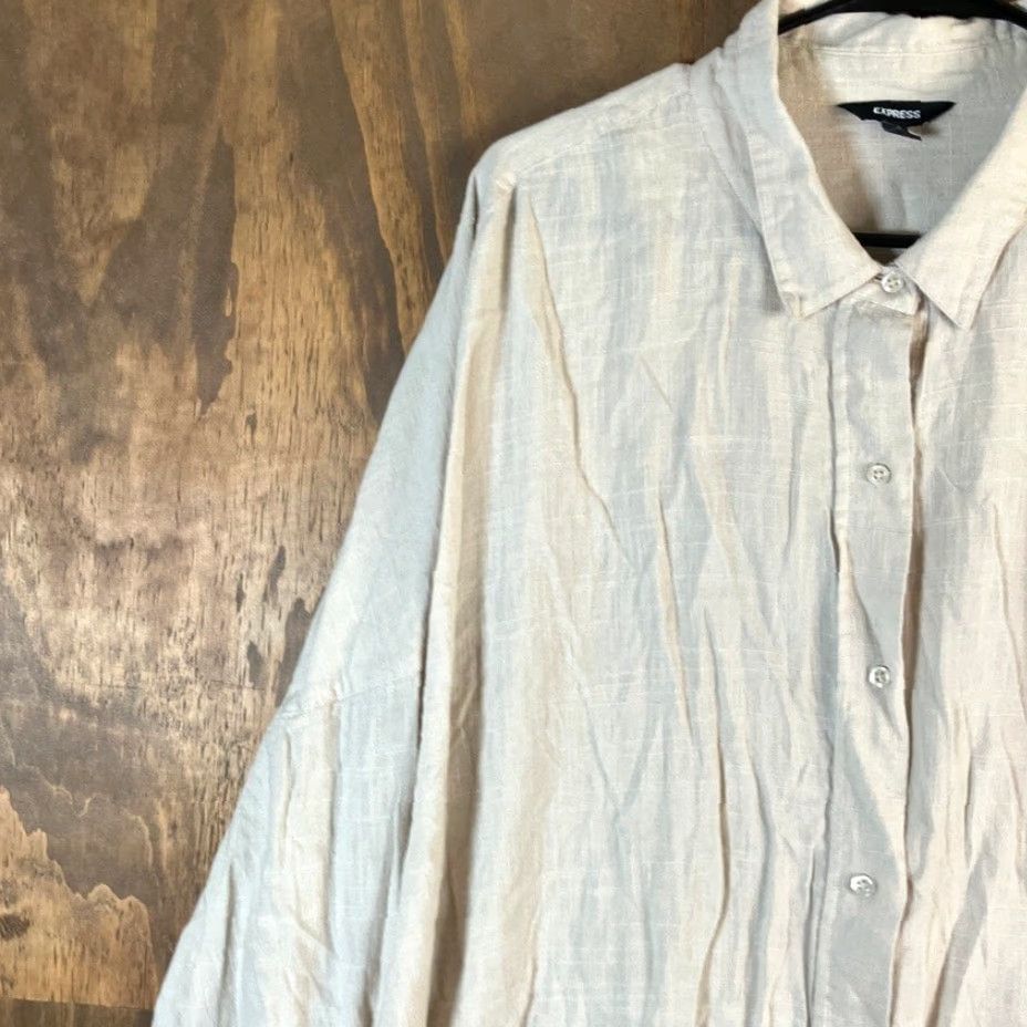 Express Express Womens Shirt Tan Collared Button Down Long Sleeve XL Size XL / US 12-14 / IT 48-50 - 4 Thumbnail