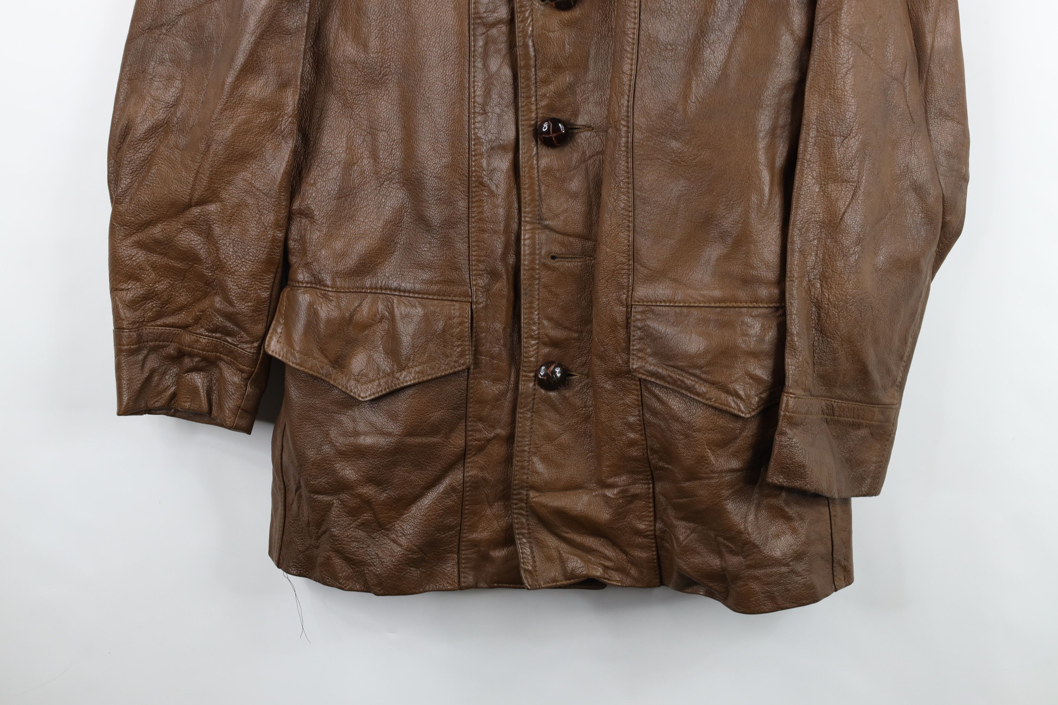 Vintage Vintage 60s Streetwear Leather Collared Rancher Jacket USA Size US L / EU 52-54 / 3 - 3 Thumbnail