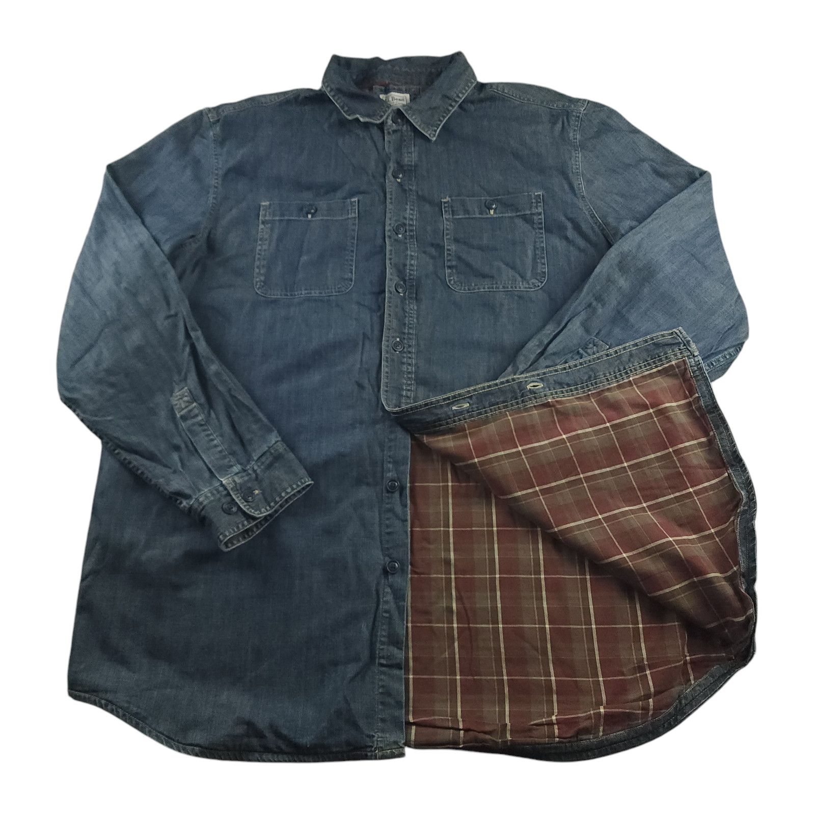 Flannel LL Bean Denim Flannel Lined Shirt Shacket XLT Size US XL / EU 56 / 4 - 6 Thumbnail