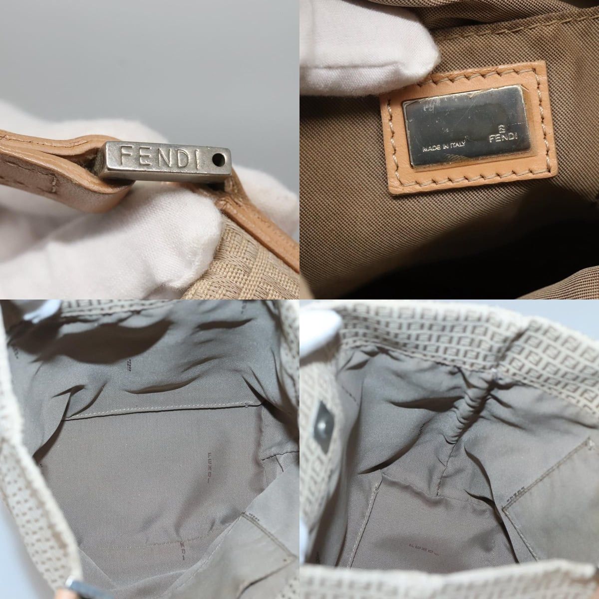 Fendi FENDI Zucchino Canvas Hand Bag Nylon Beige Silver Size ONE SIZE - 11 Thumbnail