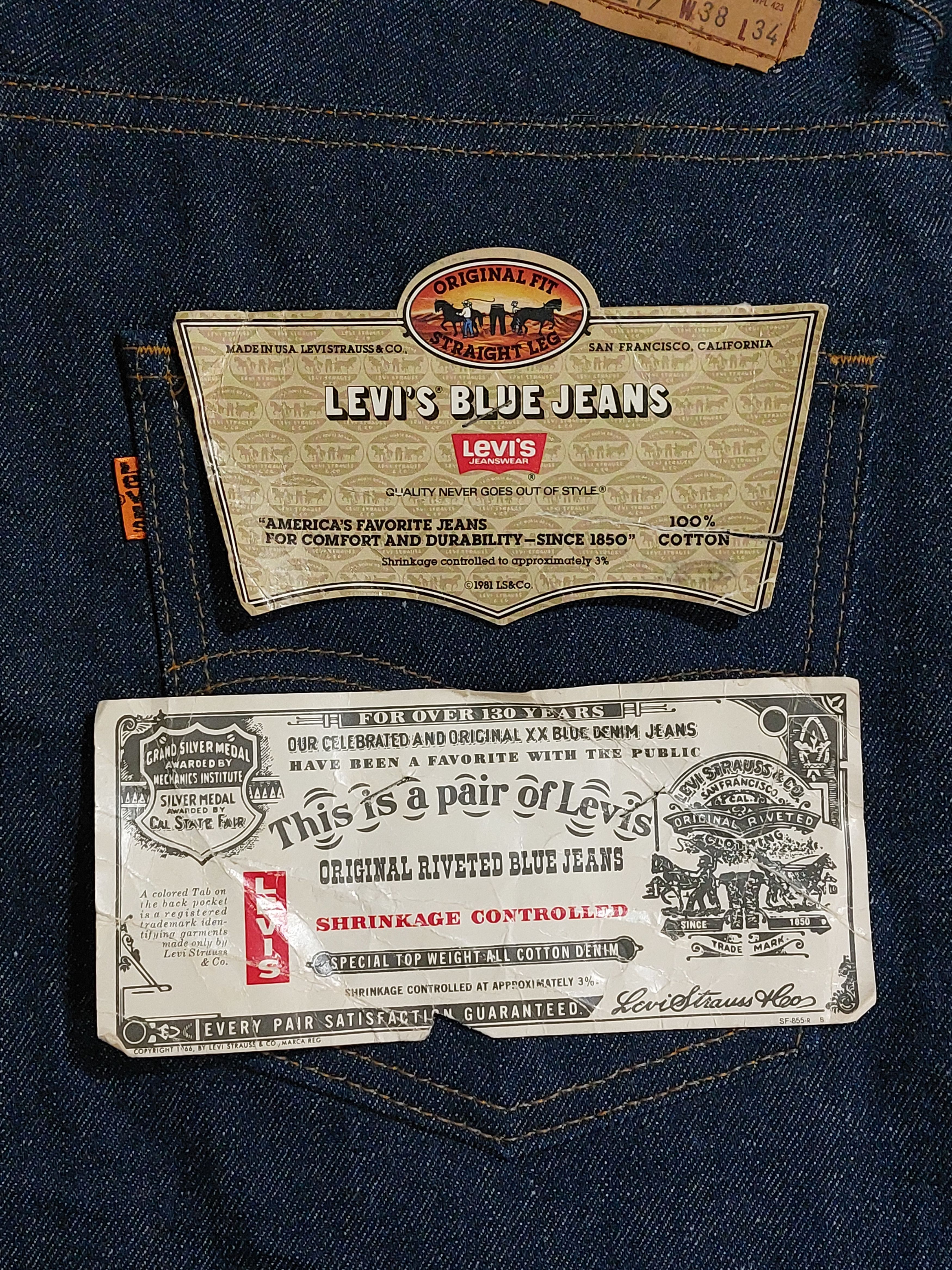 image of Levis New Vintage 80's Levi's Orange Tab in Blue, Men's (Size 38)